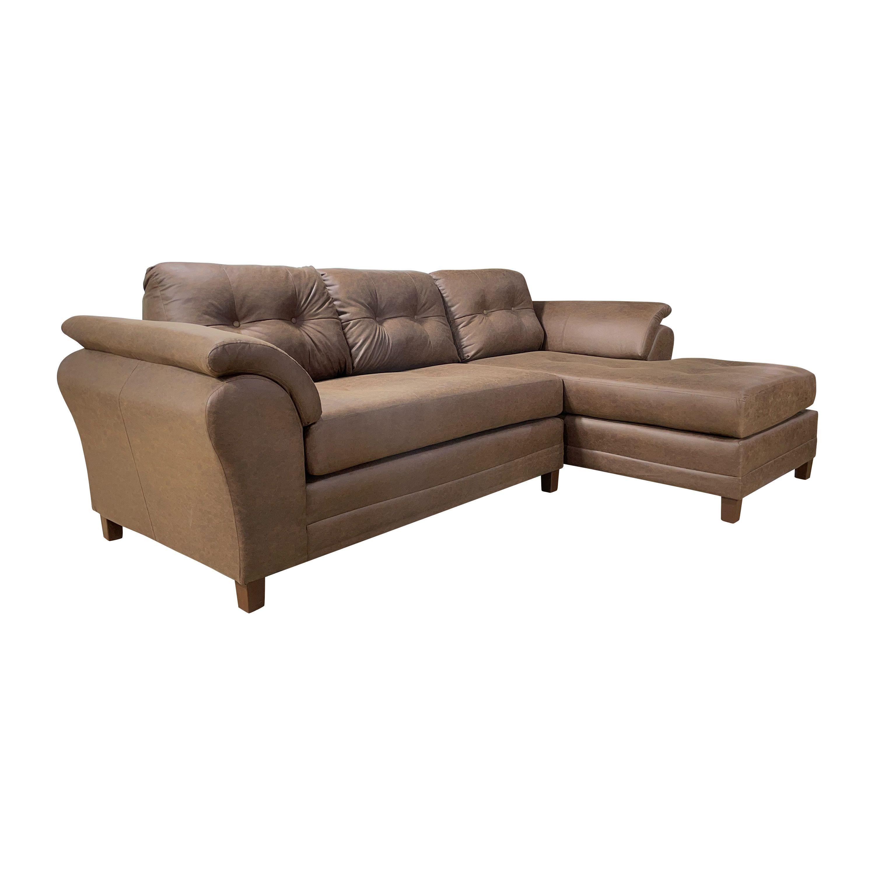 Sofa Seccional Samy 4 Cuerpos Tela Envejecida Camel Derecho Resorte-3