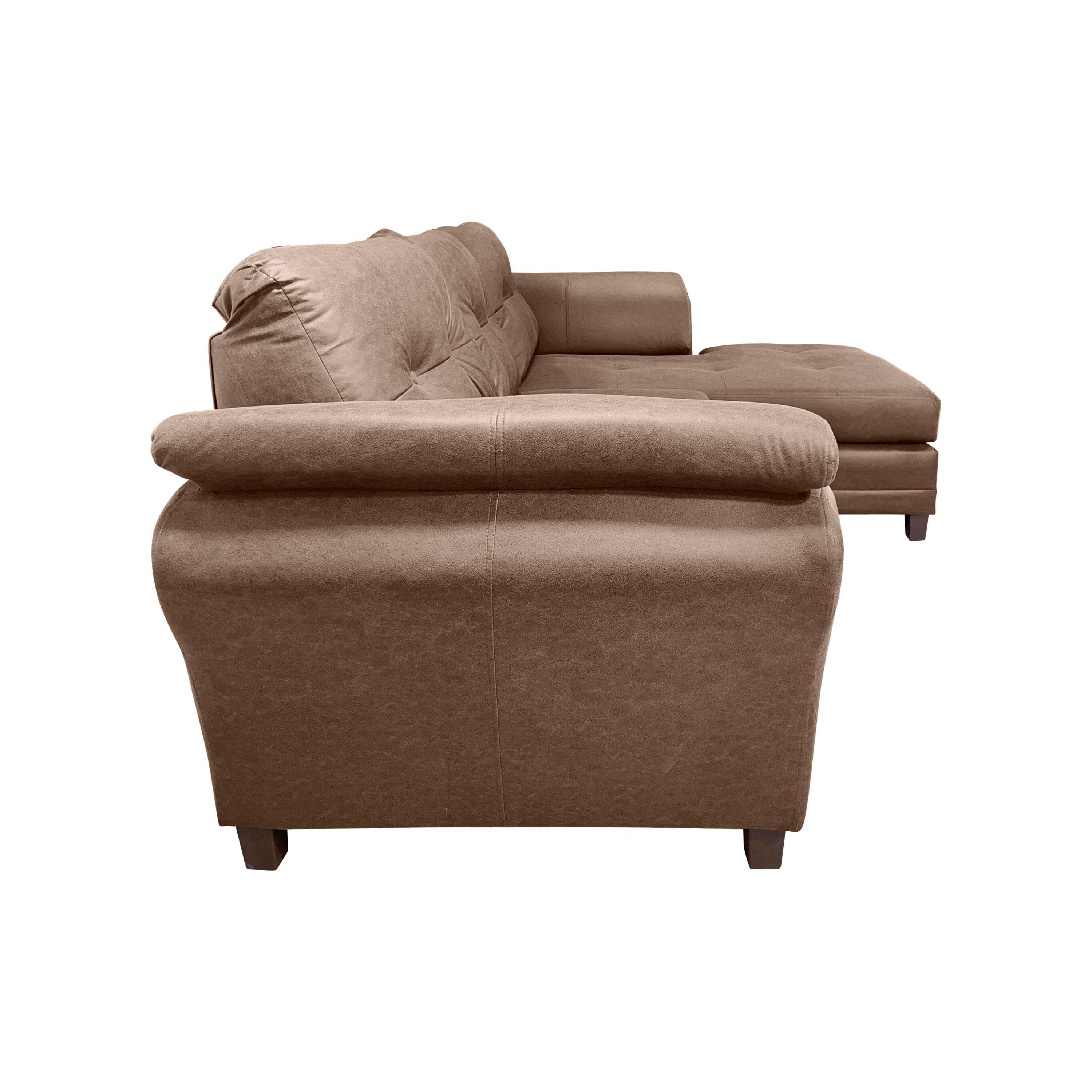 Sofa Seccional Samy 4 Cuerpos Tela Envejecida Camel Derecho Resorte-4