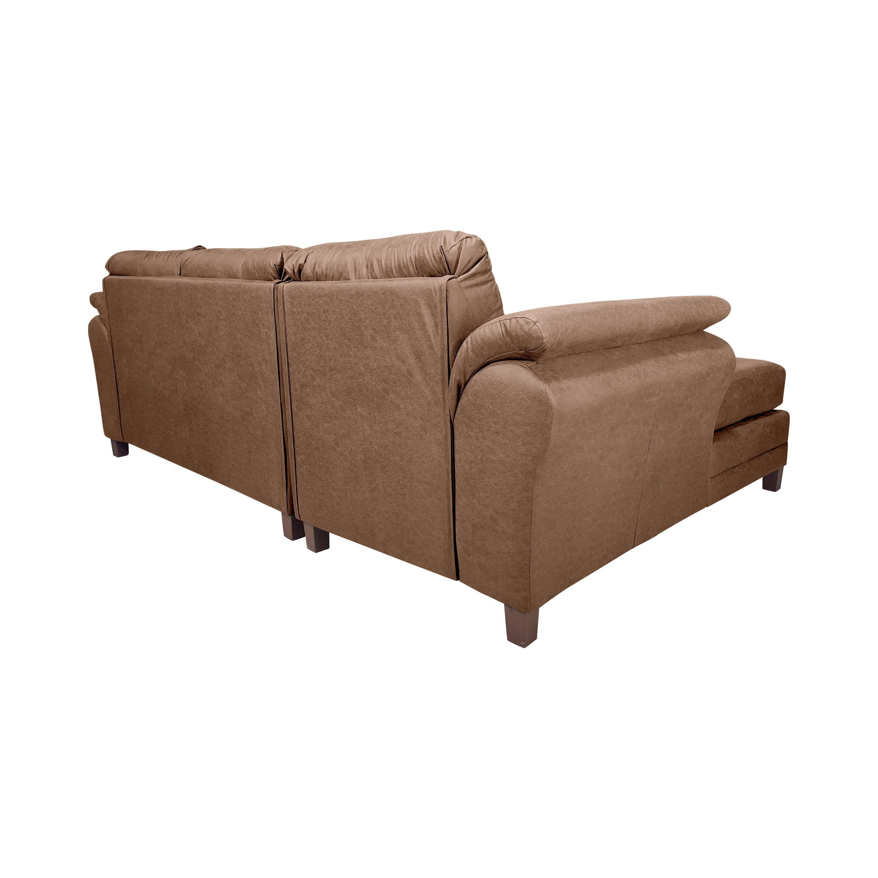 Sofa Seccional Samy 4 Cuerpos Tela Envejecida Camel Derecho Resorte-5