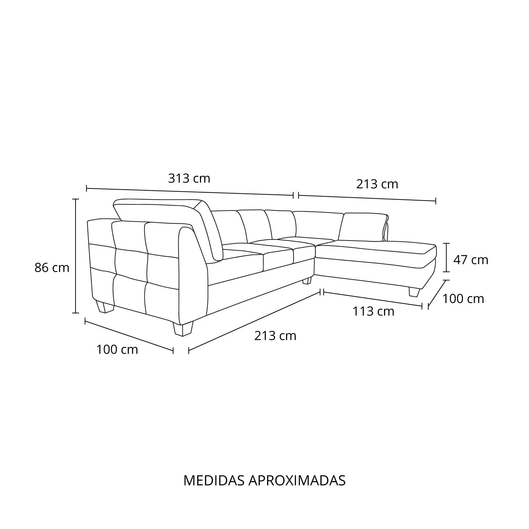 Sofa Seccional Londres 6 Cuerpos Chenille Moro Derecho Resortes-8