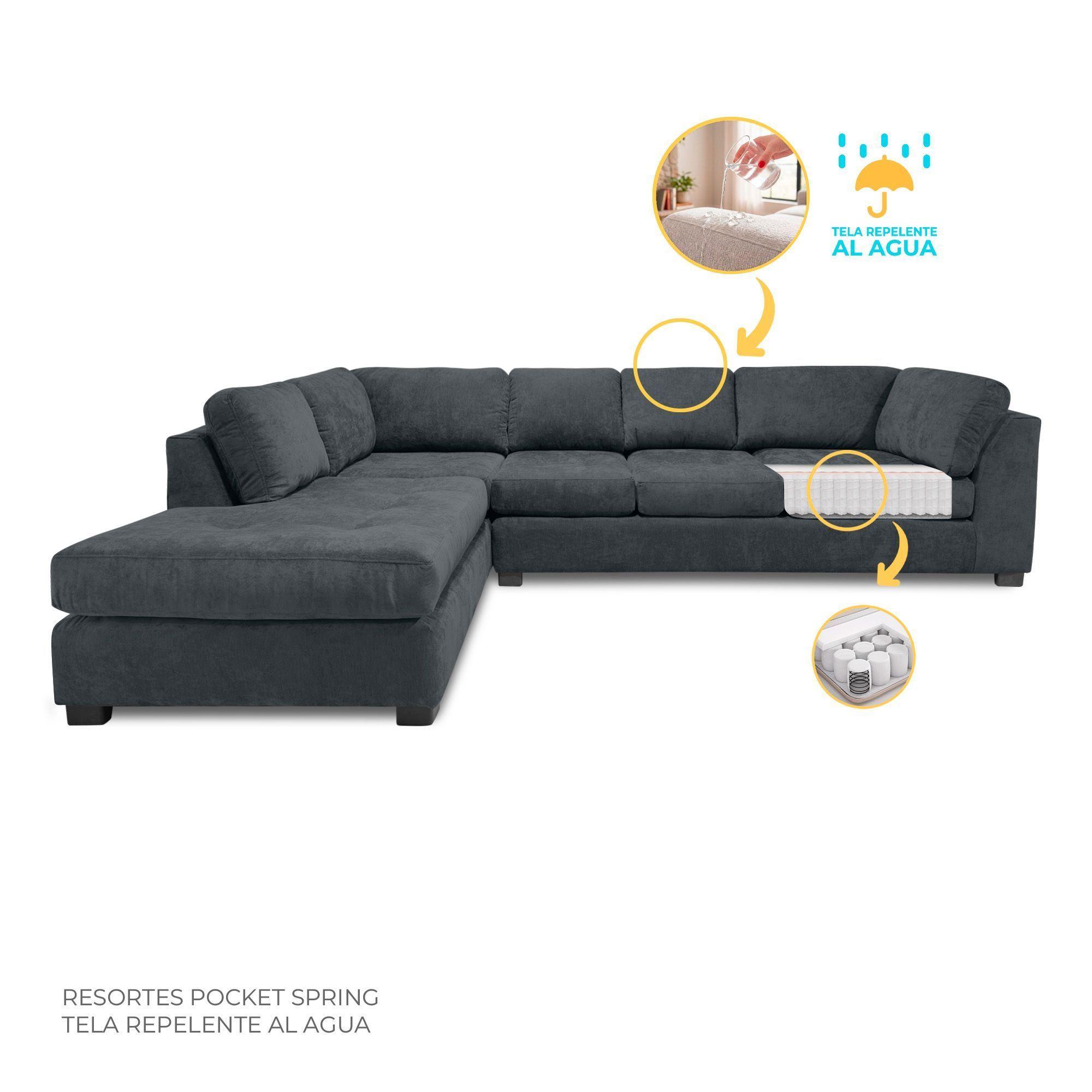 Sofa Seccional Londres 6 Cuerpos Chenille Marengo Izquierdo Resortes-1