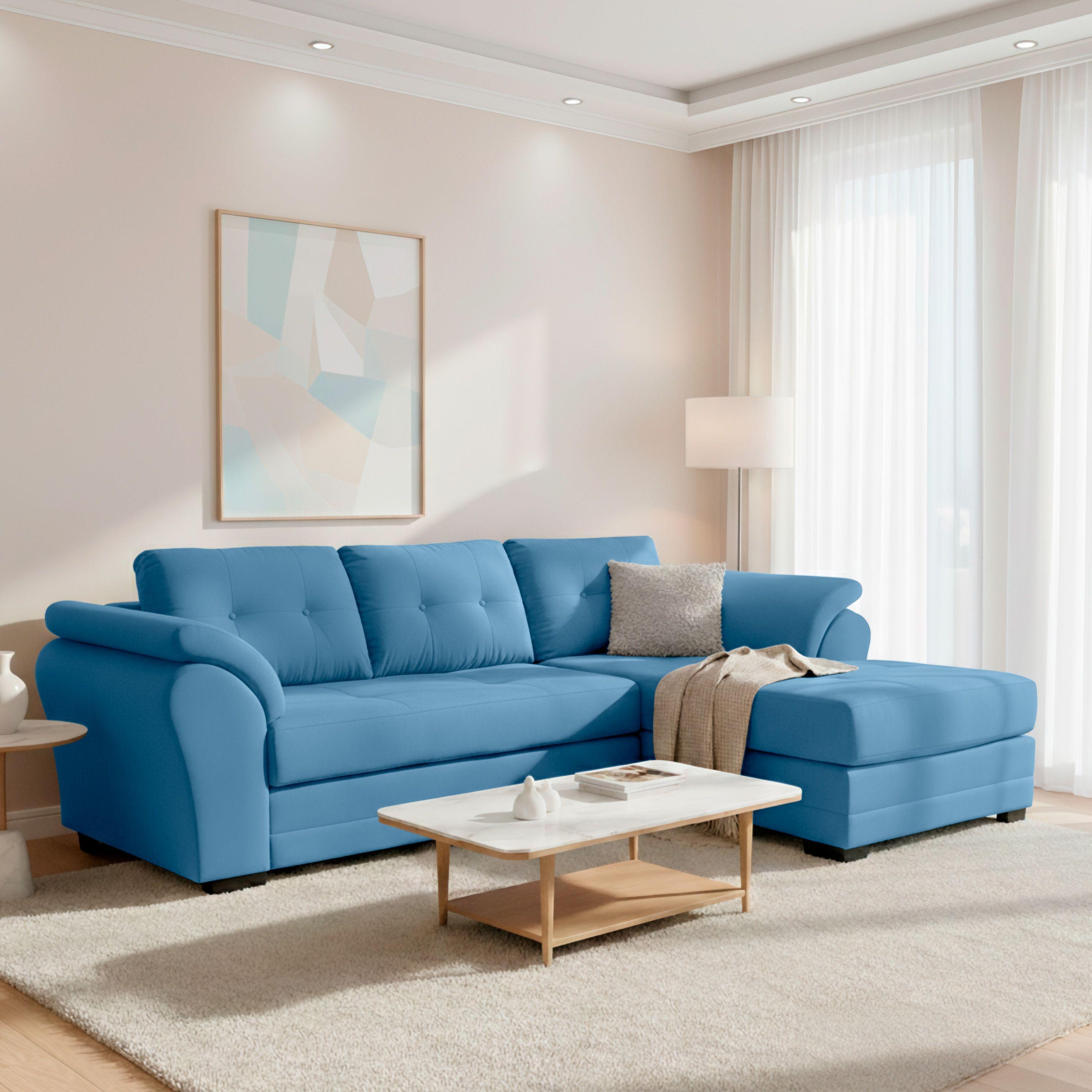 Sofa Seccional Samy 4 Cuerpos Azul Petroleo Derecho Resorte-0