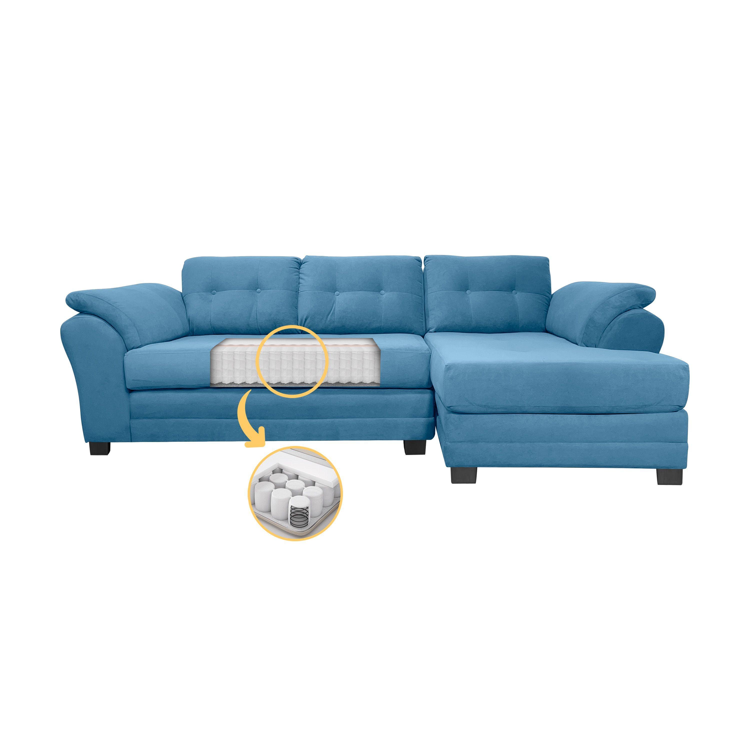 Sofa Seccional Samy 4 Cuerpos Azul Petroleo Derecho Resorte-2