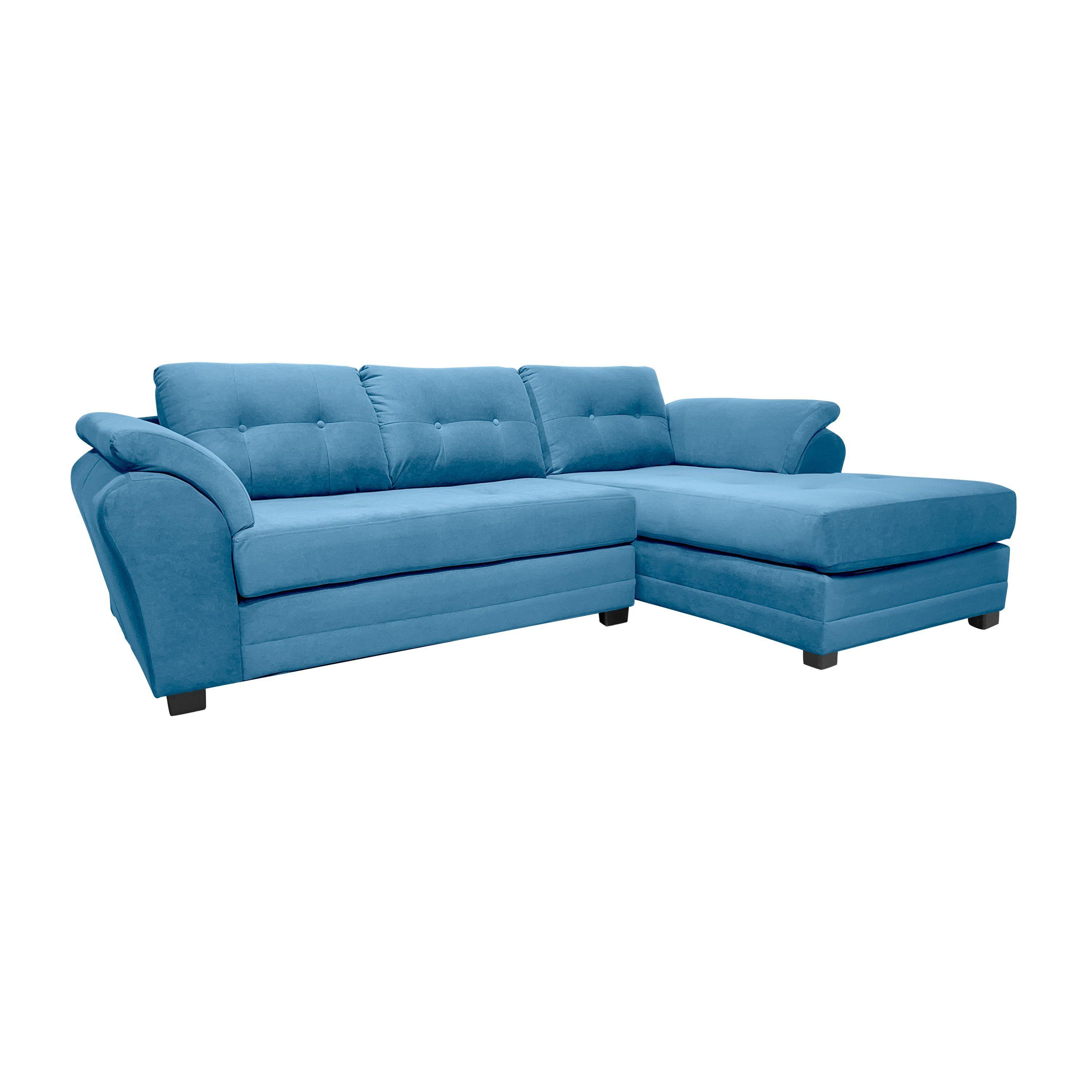 Sofa Seccional Samy 4 Cuerpos Azul Petroleo Derecho Resorte-3