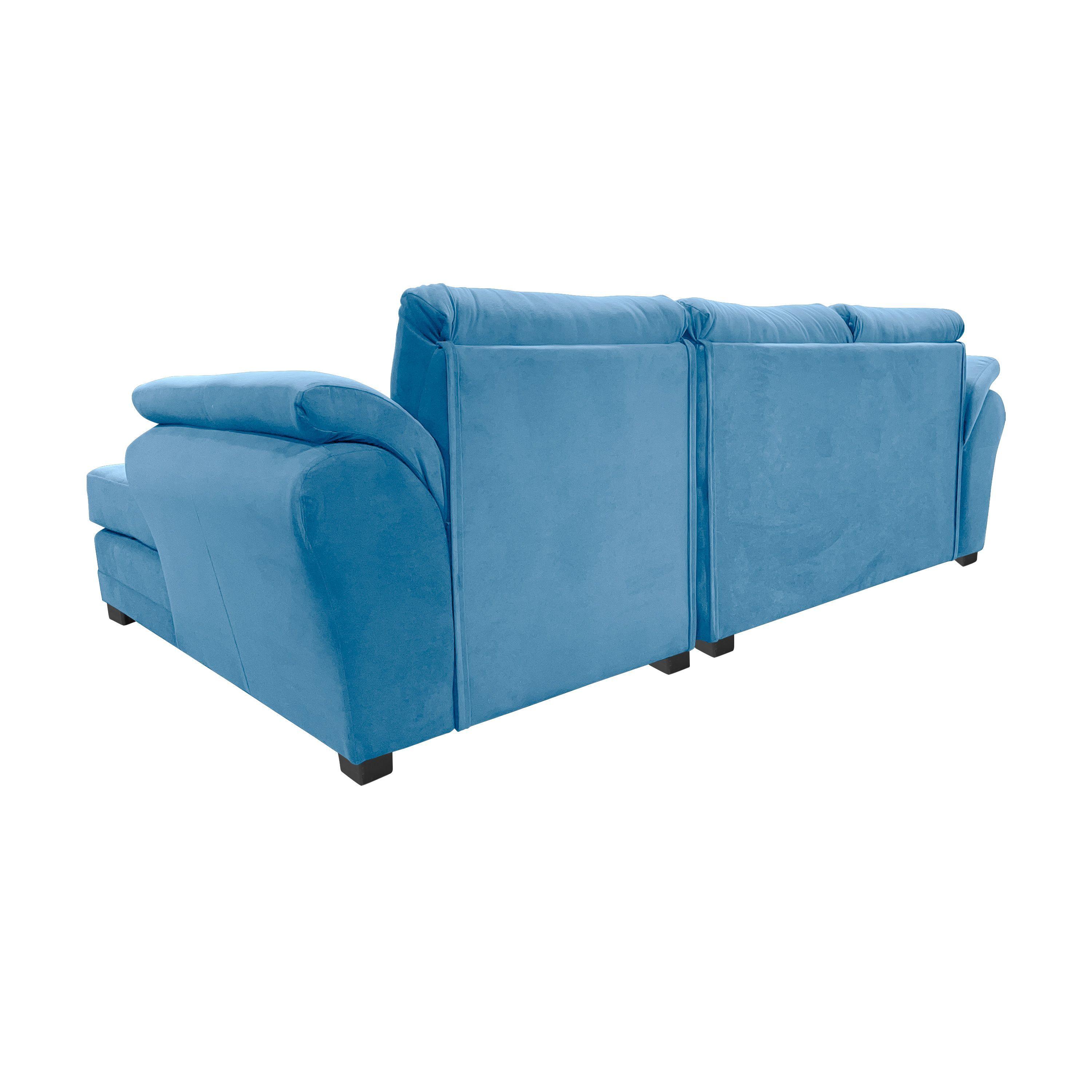 Sofa Seccional Samy 4 Cuerpos Azul Petroleo Derecho Resorte-5