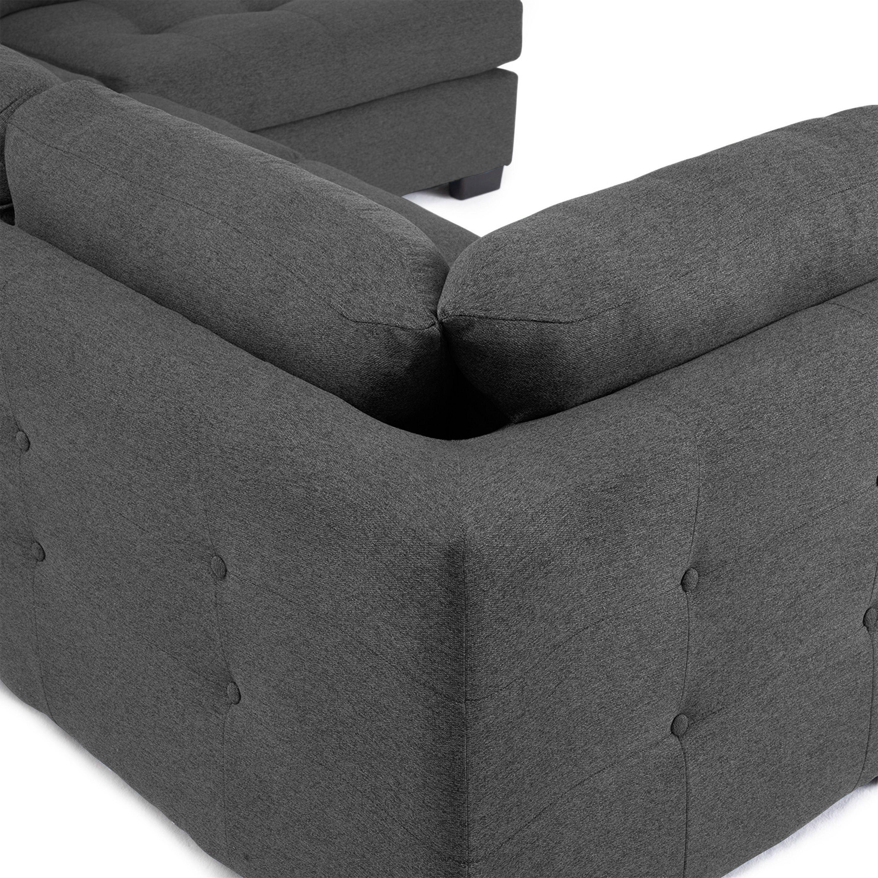 Sofa Seccional Londres 6 Cuerpos Lino Marengo Derecho Resortes-6