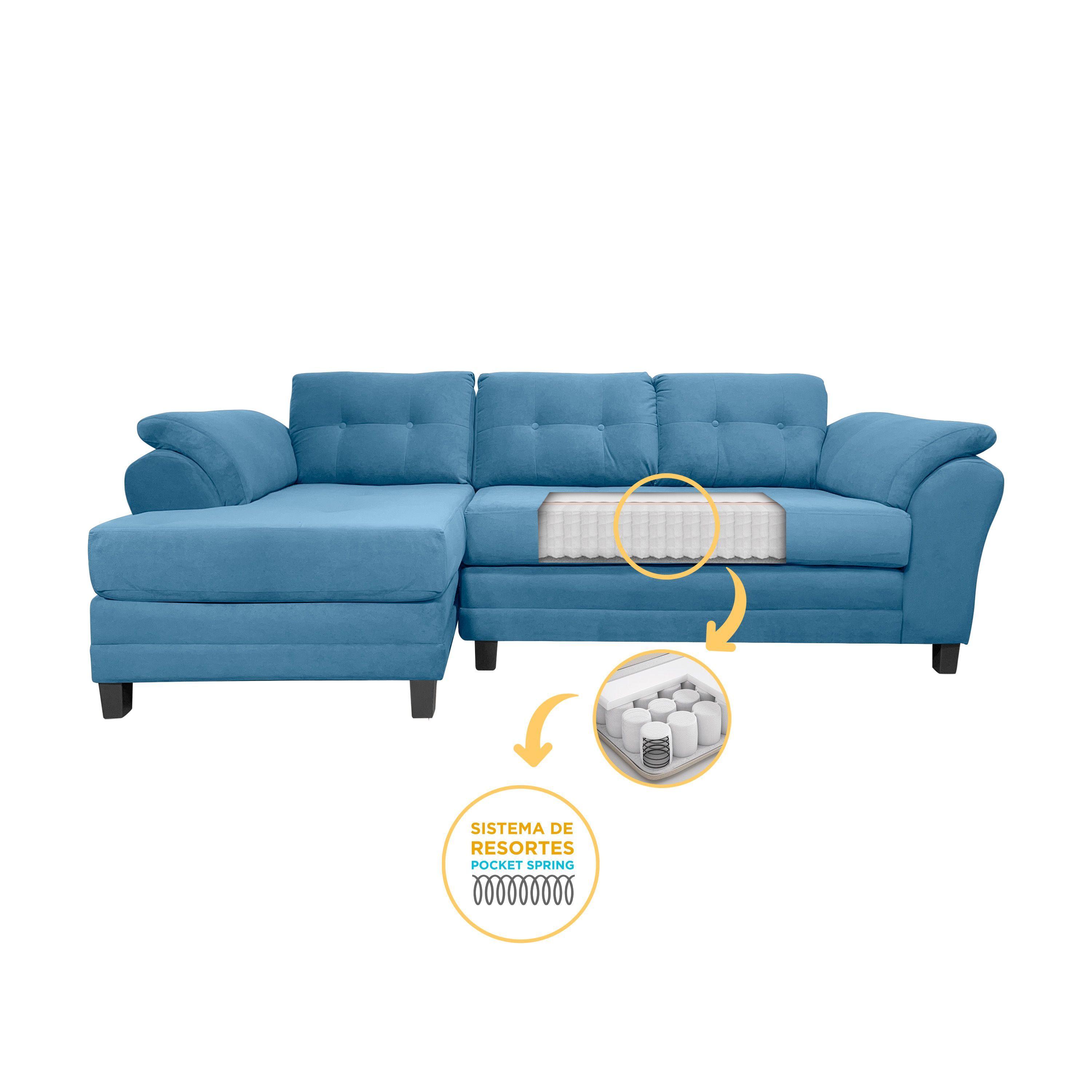 Sofa Seccional Samy 4 Cuerpos Azul Petroleo Izquierdo Resorte-2