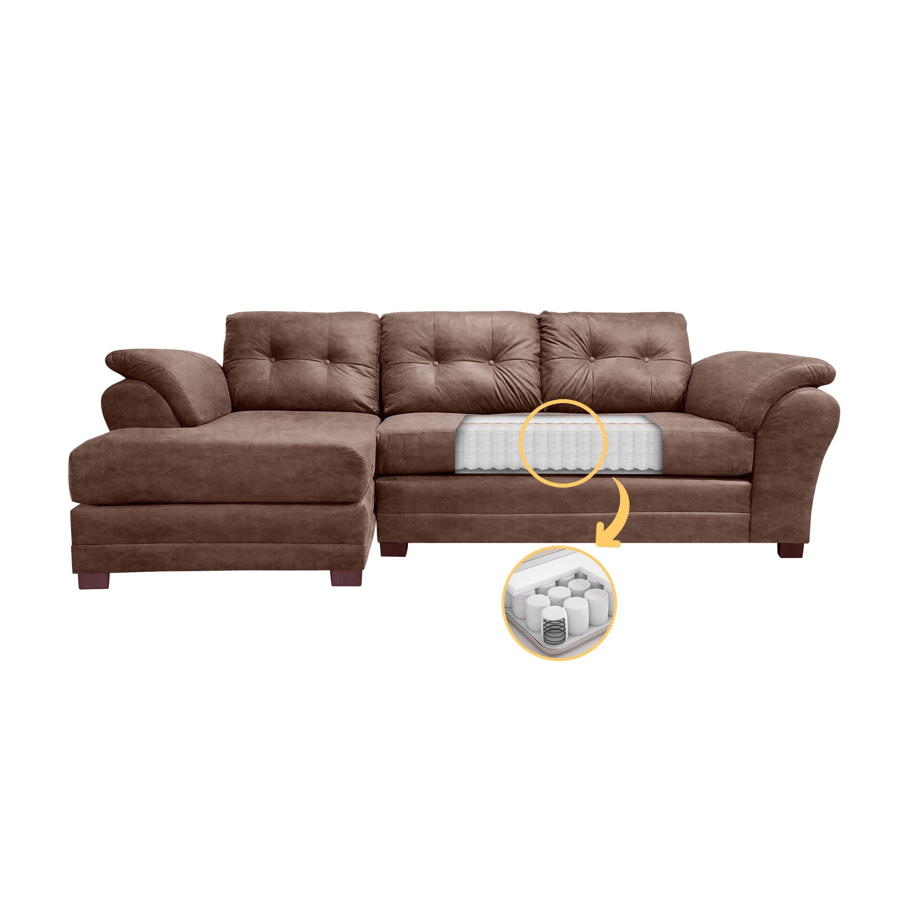 Sofa Seccional Samy 4 Cuerpos Tela Envejecida Camel Izquierdo Resorte-2