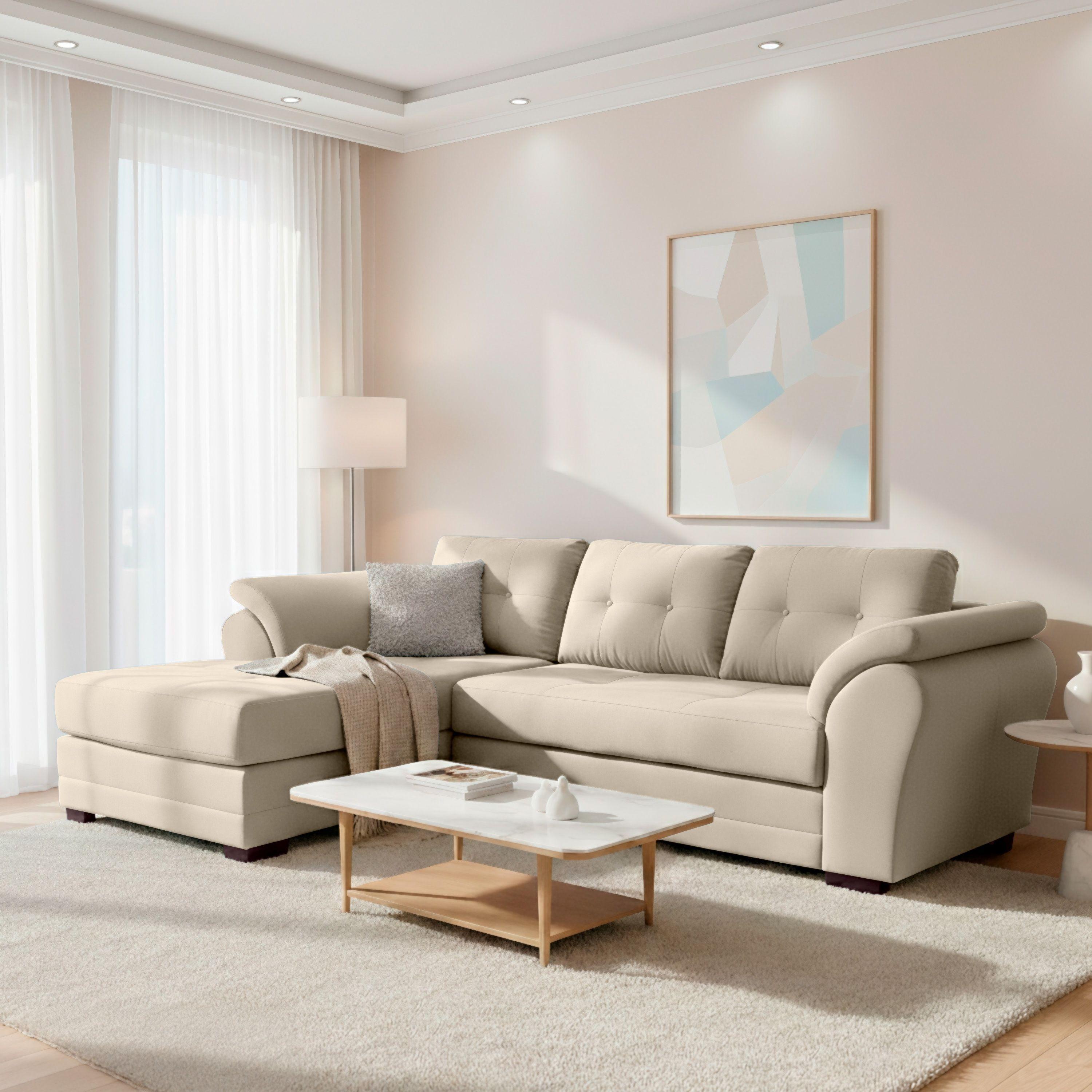 Sofa Seccional Samy 4 Cuerpos Beige Izquierdo Resorte-0