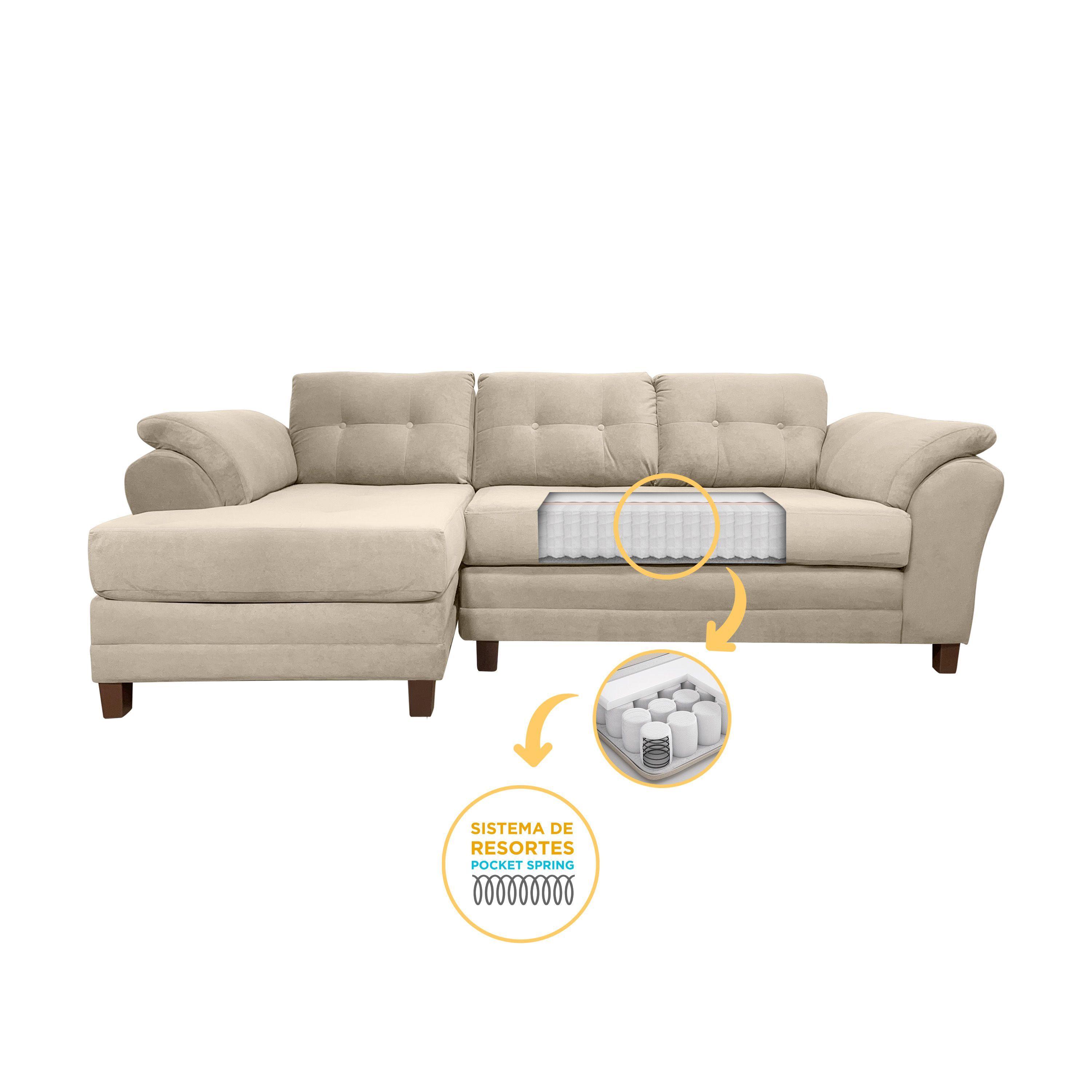 Sofa Seccional Samy 4 Cuerpos Beige Izquierdo Resorte-2