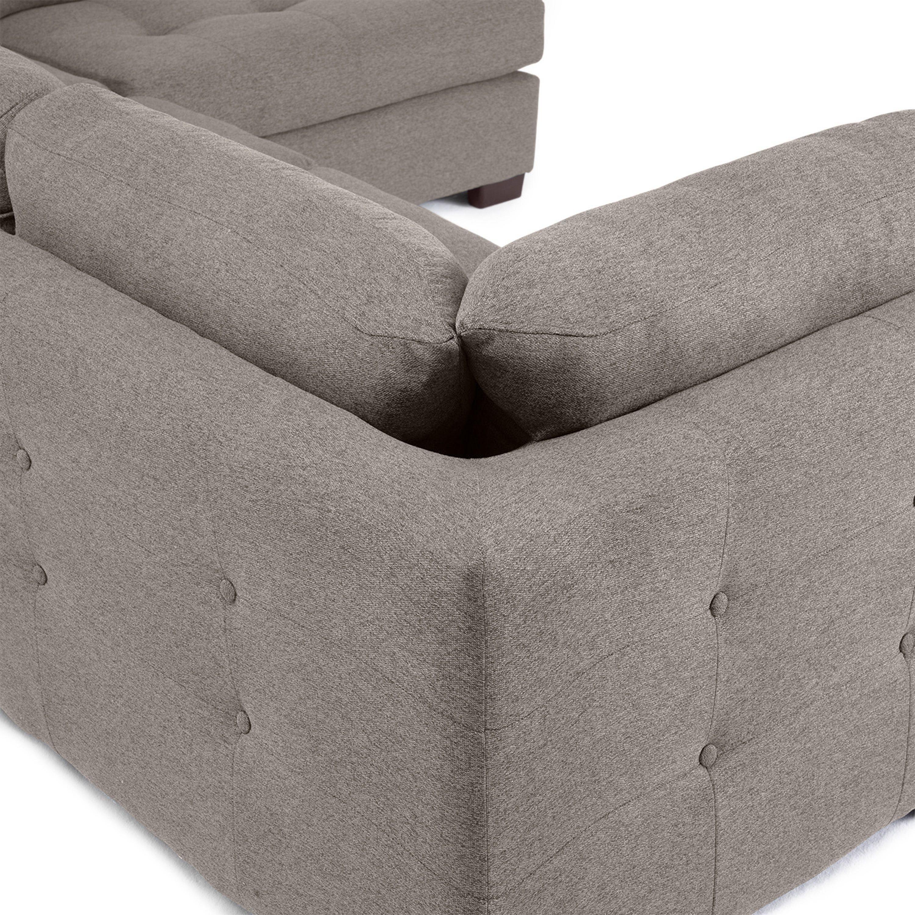 Sofa Seccional Londres 6 Cuerpos Lino Crema Derecho Resortes-5