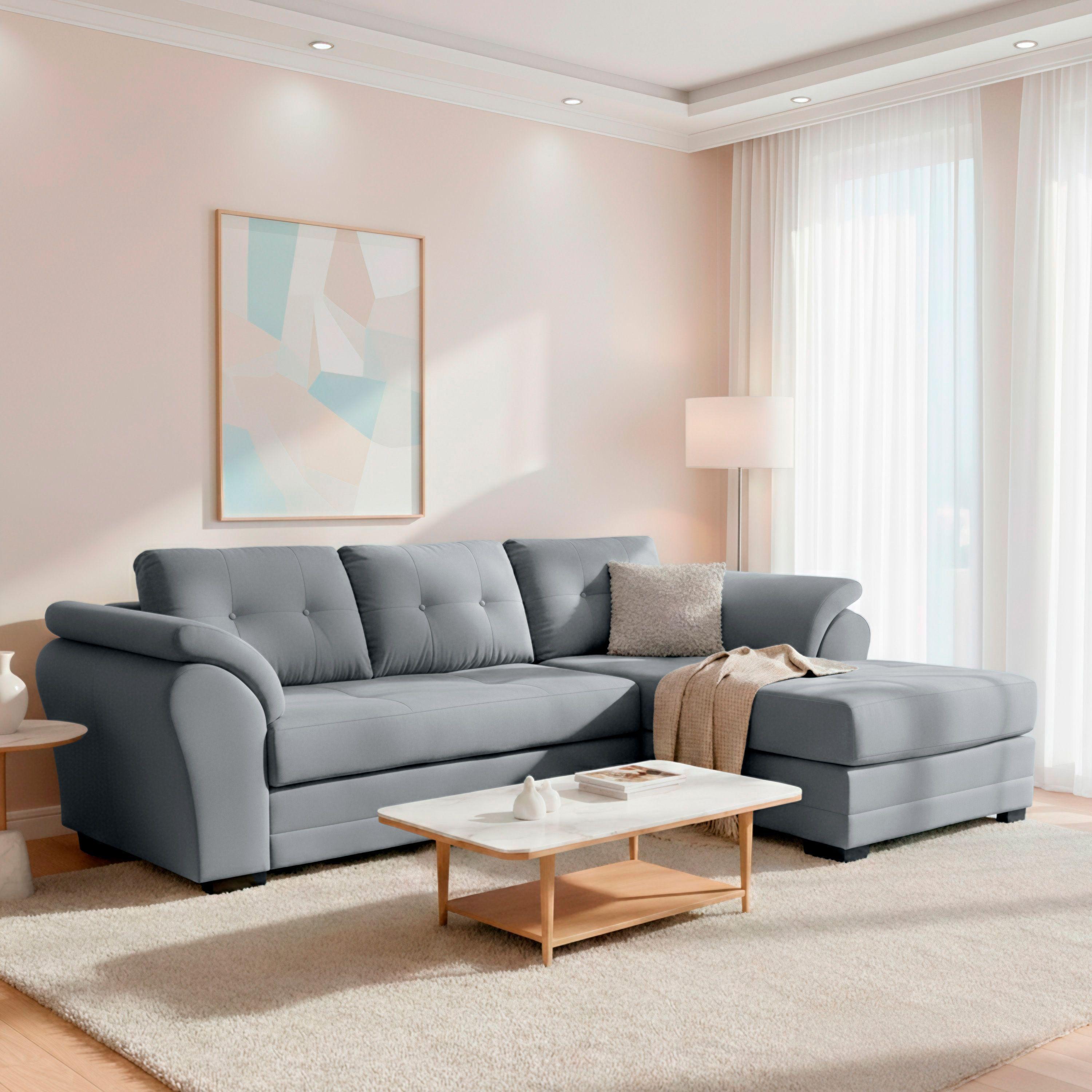 Sofa Seccional Samy 4 Cuerpos gris Derecho Resorte-0