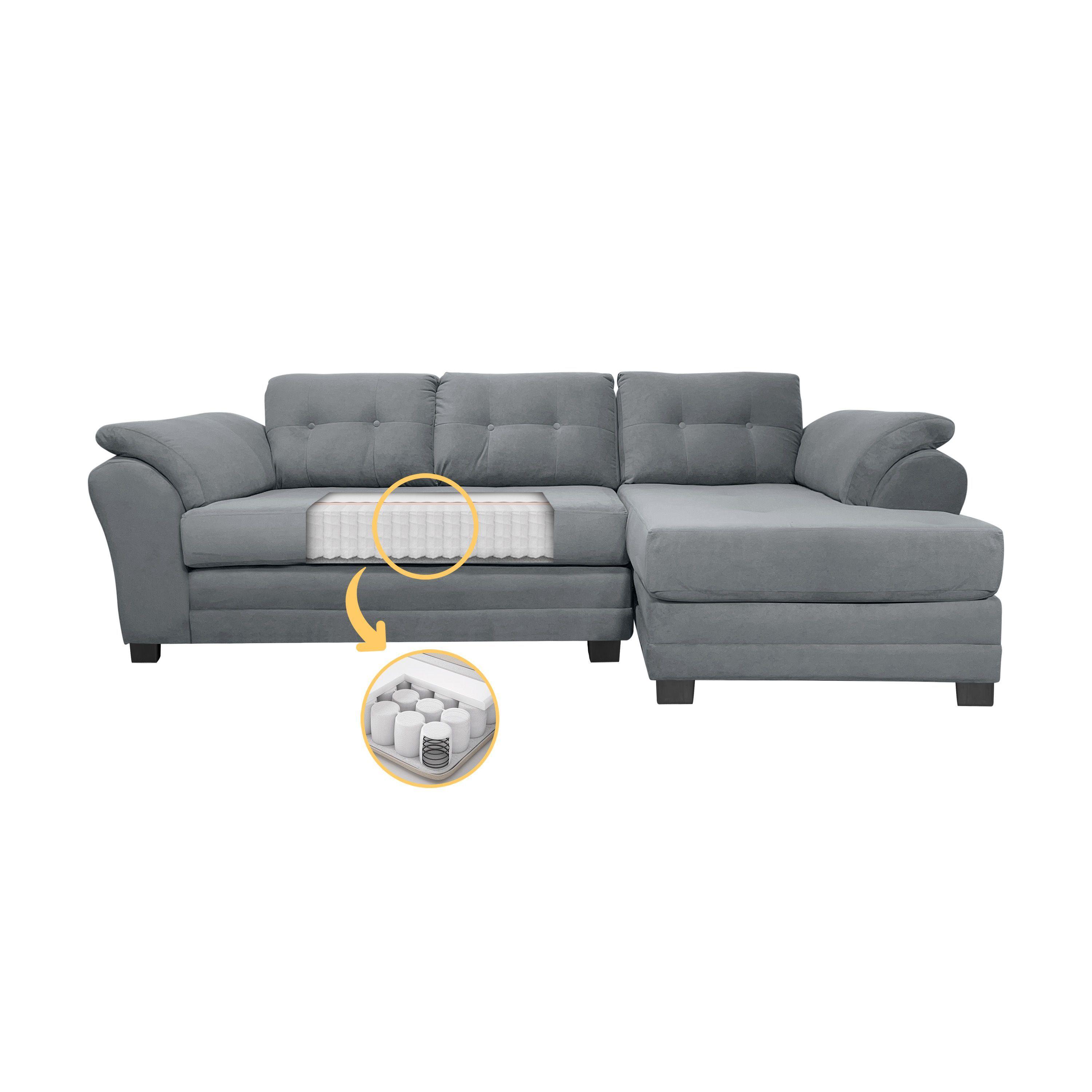 Sofa Seccional Samy 4 Cuerpos gris Derecho Resorte-2