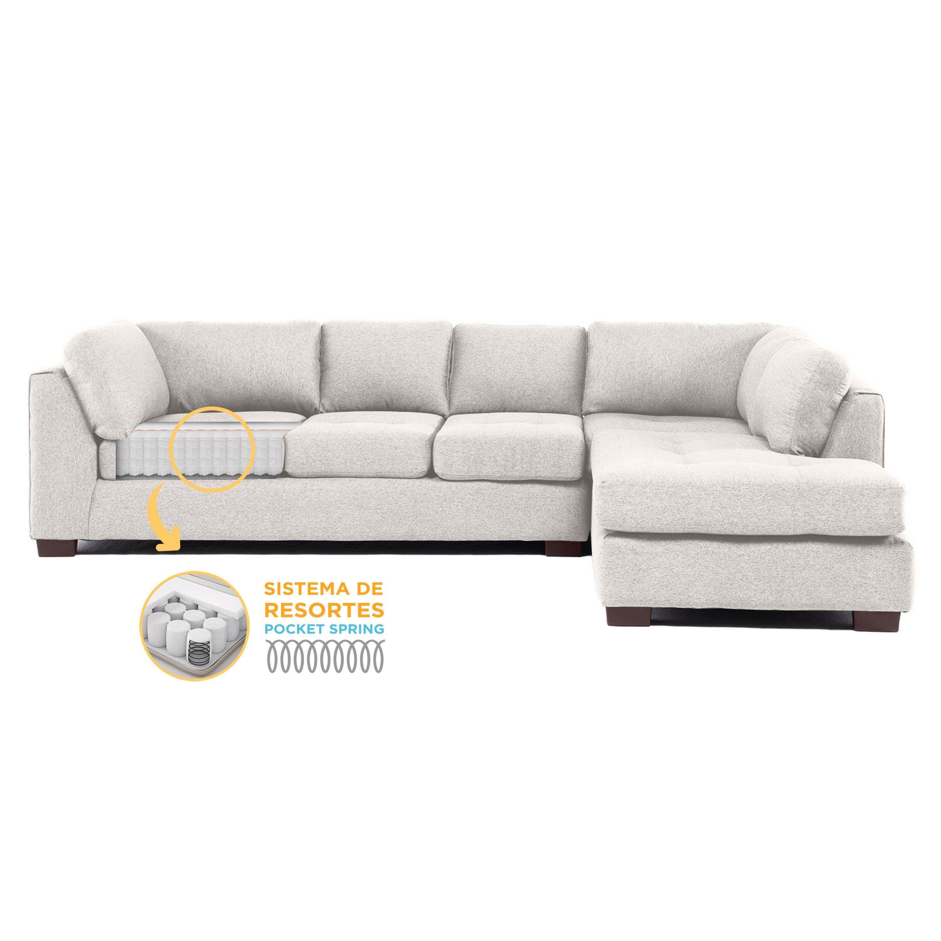 Sofa Seccional Londres 6 Cuerpos Lino Beige Derecho Resortes-2