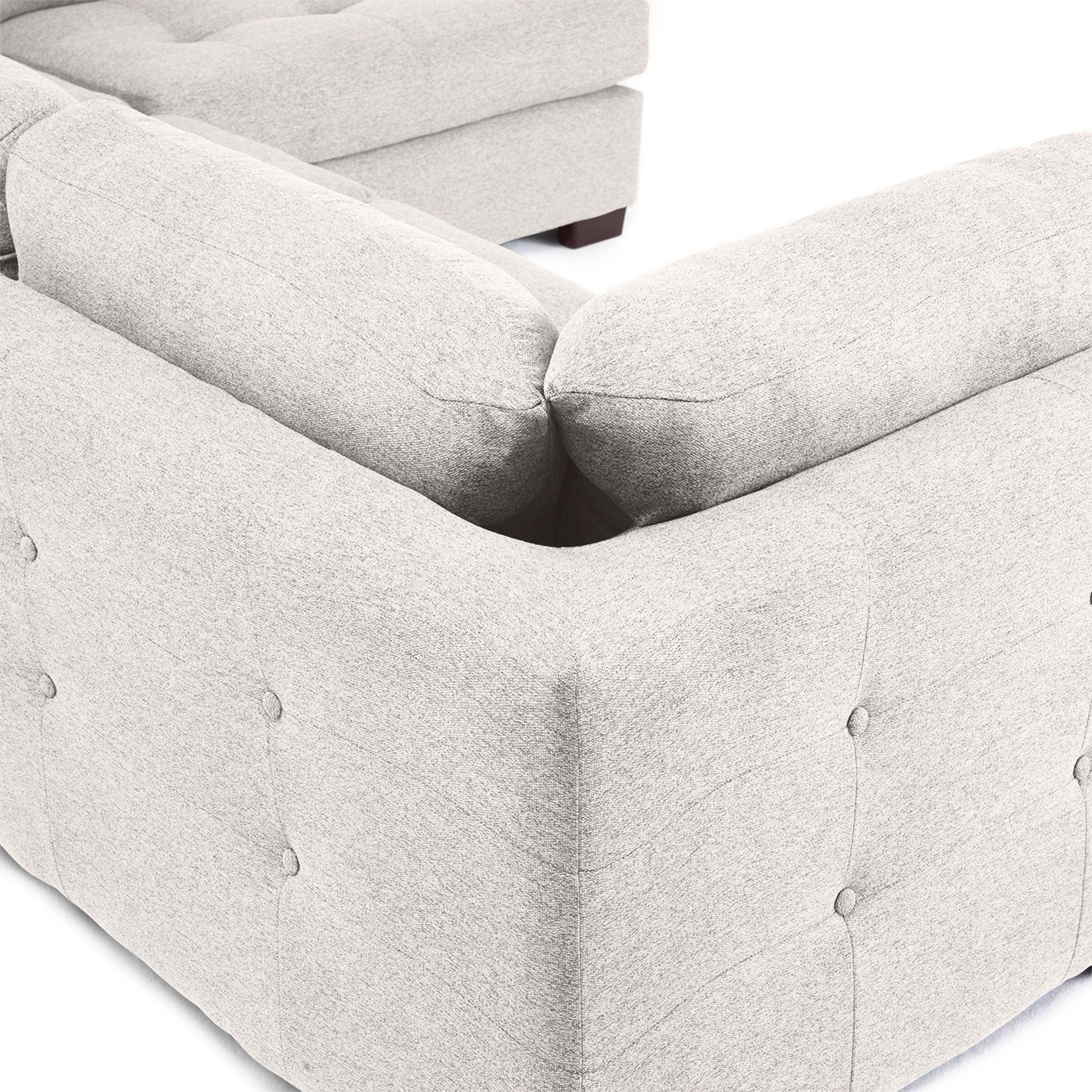 Sofa Seccional Londres 6 Cuerpos Lino Beige Derecho Resortes-6