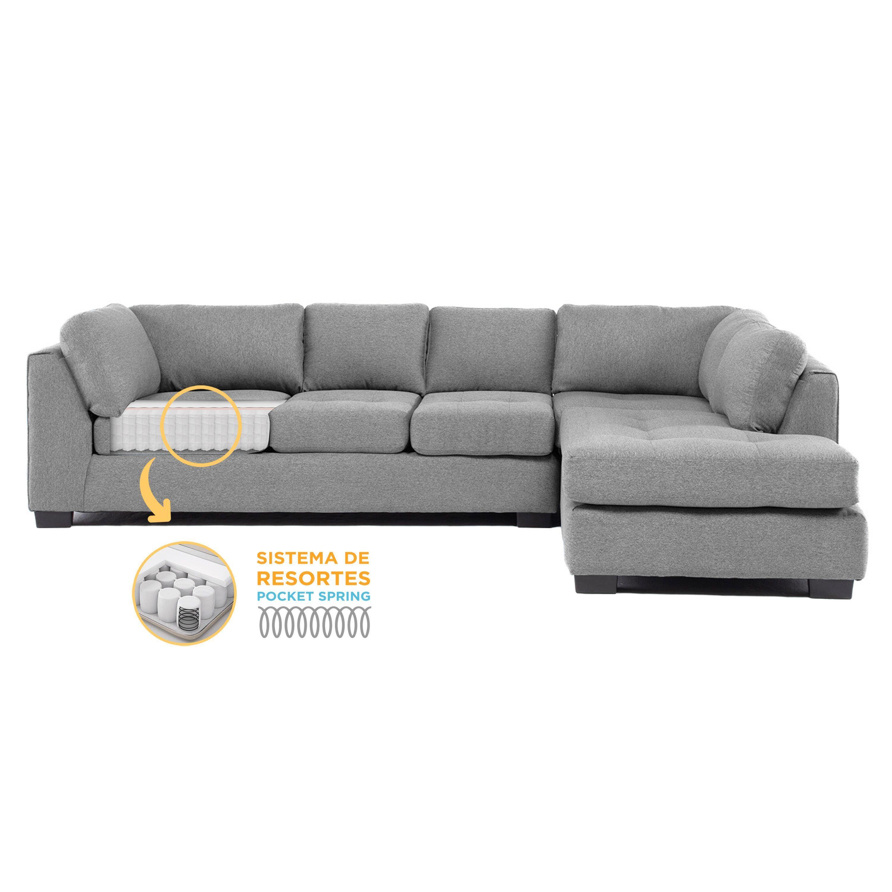 Sofa Seccional Londres 6 Cuerpos Lino Gris Derecho Resortes-2