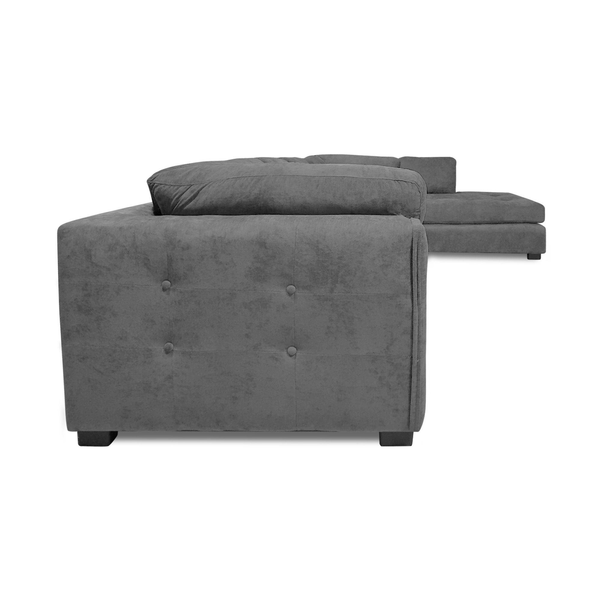 Sofa Seccional Londres 6 Cuerpos Chenille Gris Derecho Resortes-6
