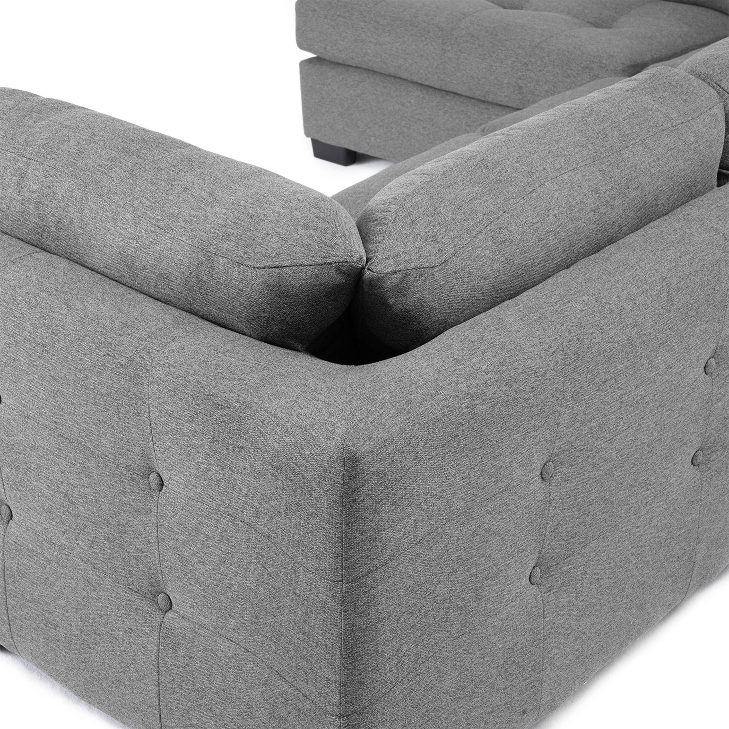 Sofa Seccional Londres 6 Cuerpos Lino Gris Izquierdo Resortes-6
