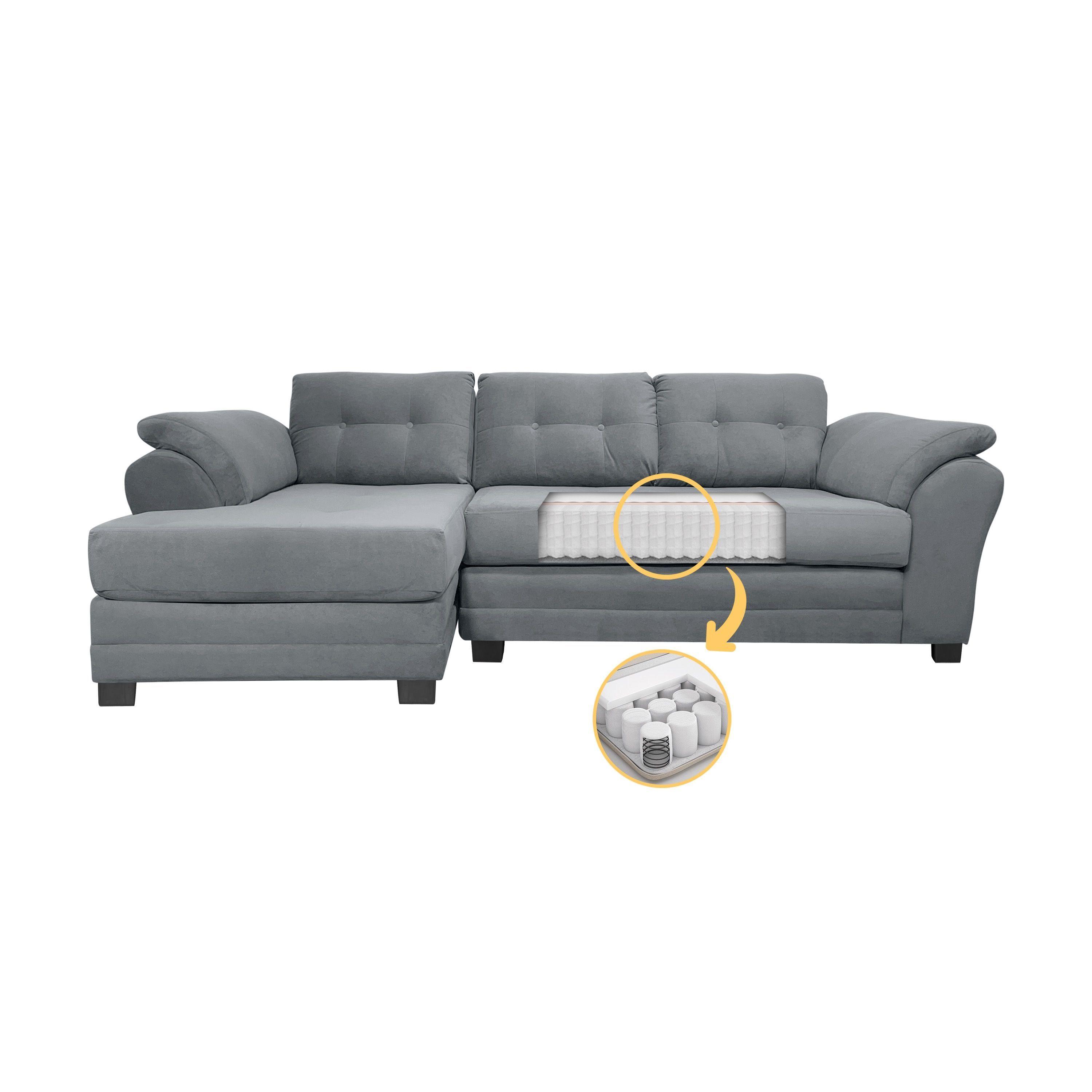 Sofa Seccional Samy 4 Cuerpos Gris Izquierdo Resorte-2
