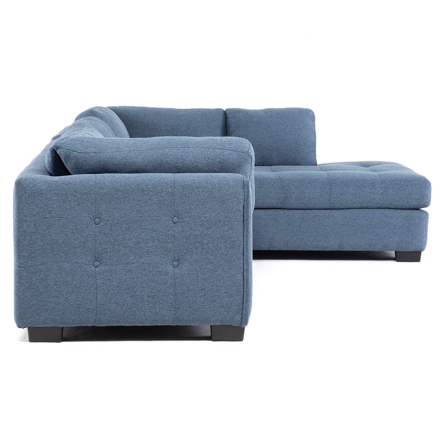 Sofa Seccional Londres 6 Cuerpos Lino Azul Derecho Resortes-3