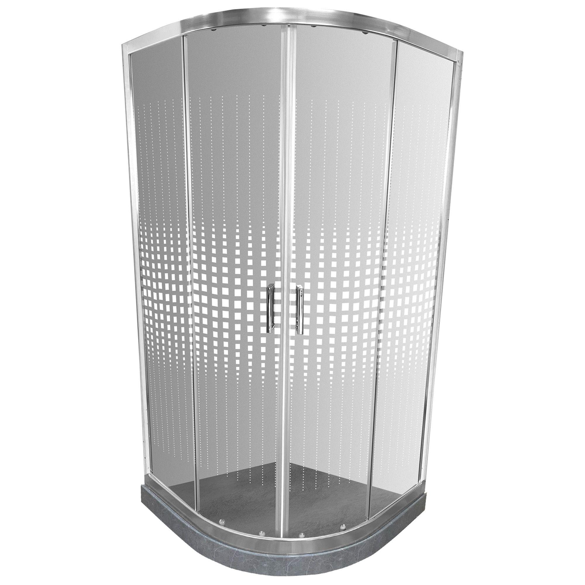 Shower Door Transparente con Base Curva Gris Mármol Joytek 90x90x185 cm-0