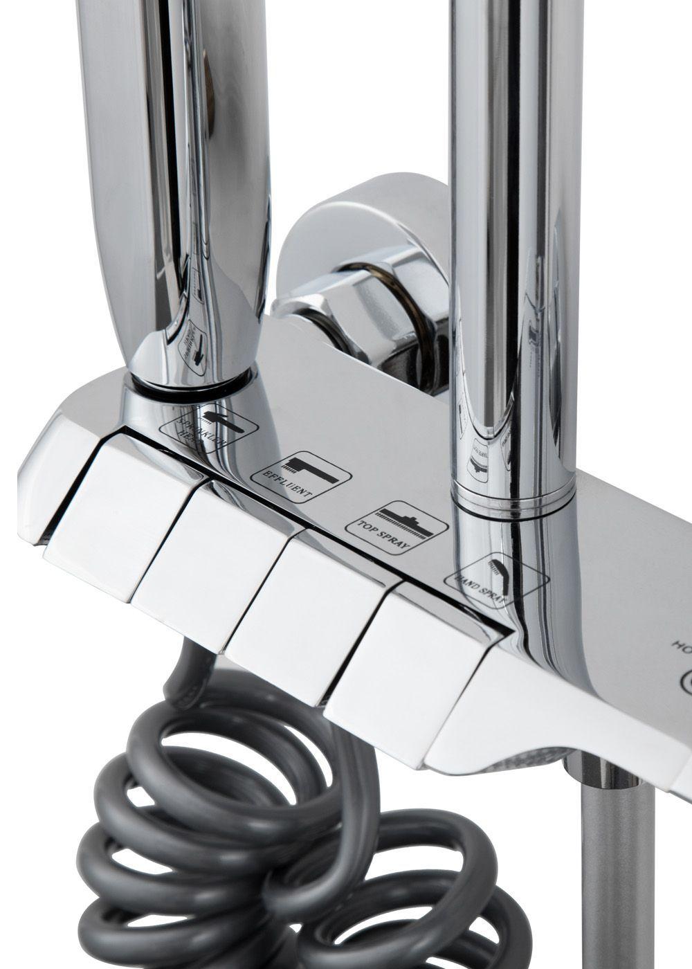 COLUMNA DUCHA TECLADO MONOMANDO 4 FUNCIONES PLATO REDONDO CROMADO-5