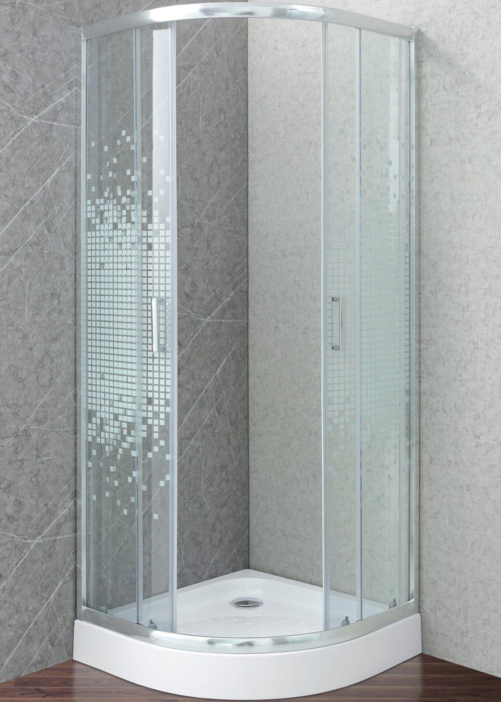 SHOWER DOOR JOYTEK CURVO MOSAIC WHITE 80X80X199 CM (INCLUYE RECEPTÁCULO)-2