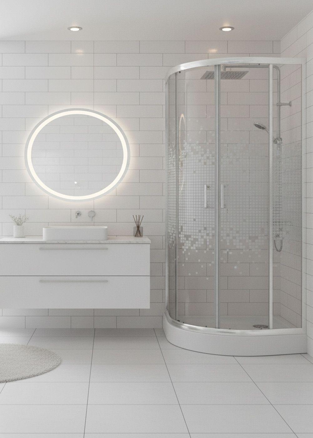 SHOWER DOOR JOYTEK CURVO MOSAIC WHITE 80X80X199 CM (INCLUYE RECEPTÁCULO)-5