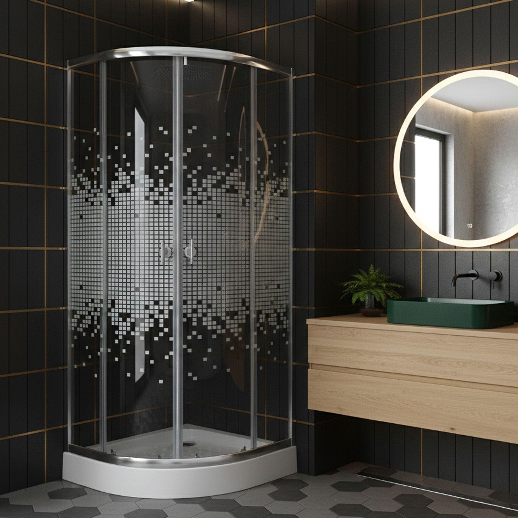 SHOWER DOOR JOYTEK CURVO MOSAIC WHITE 80X80X199 CM (INCLUYE RECEPTÁCULO)-4