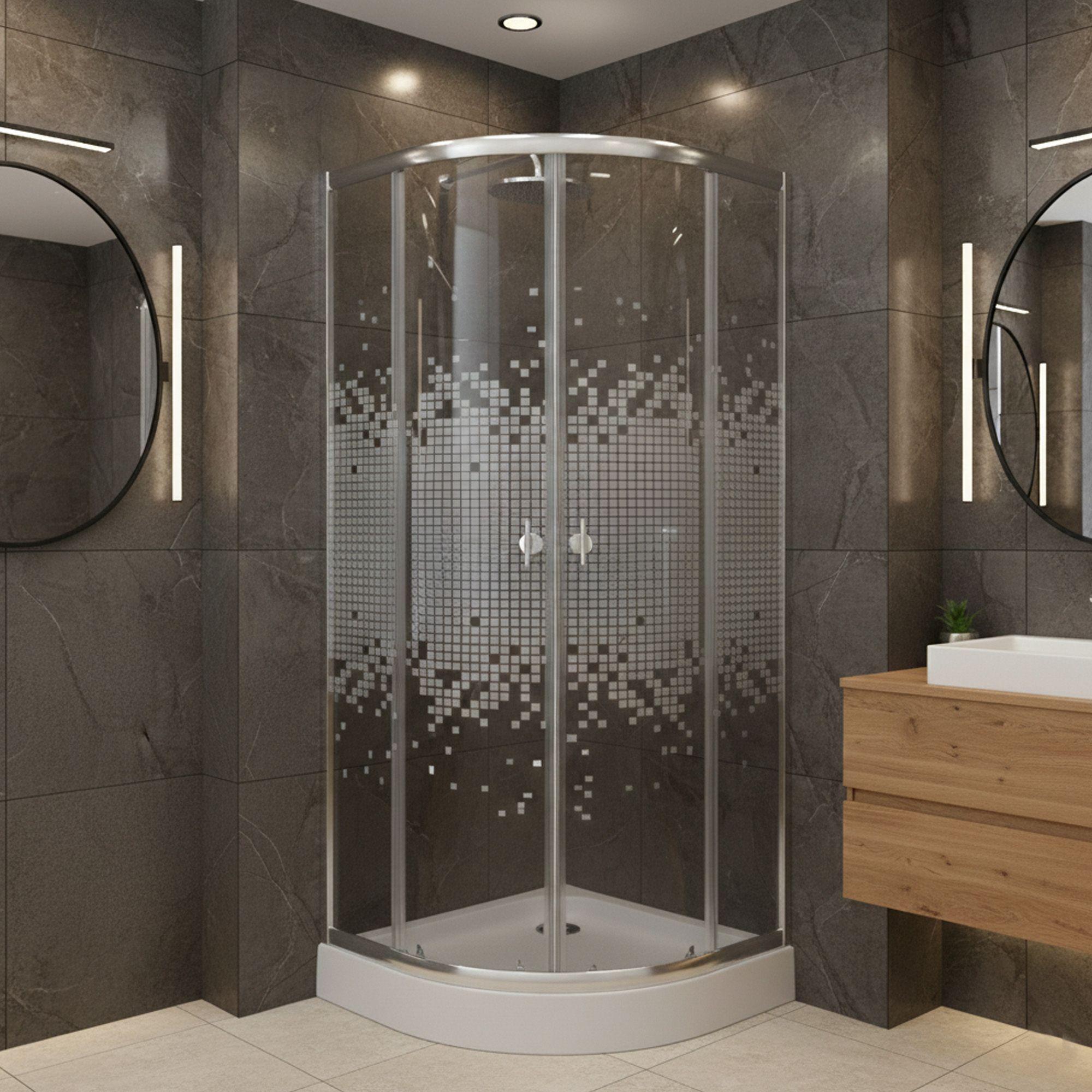 SHOWER DOOR JOYTEK CURVO MOSAIC WHITE 80X80X199 CM (INCLUYE RECEPTÁCULO)-5