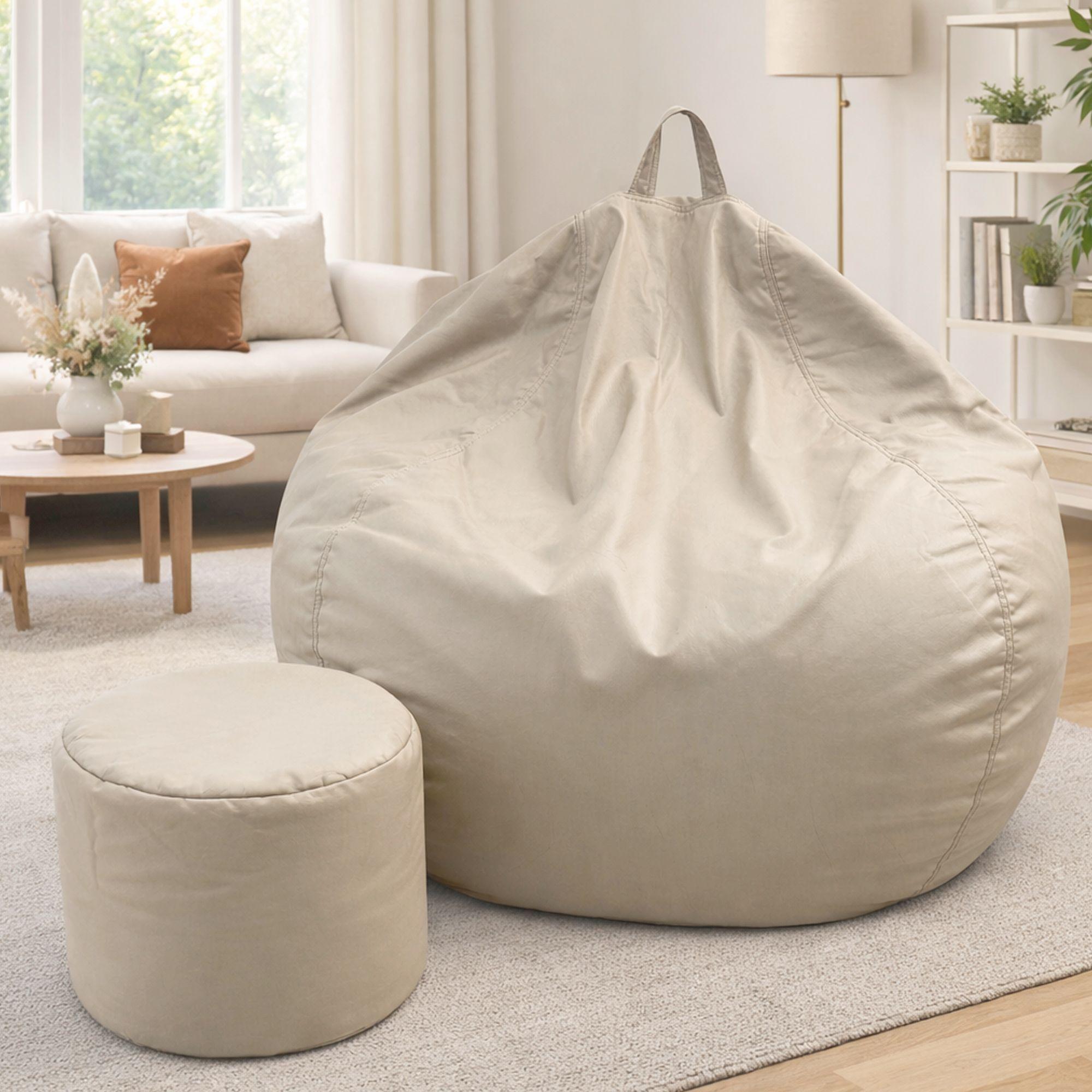 Puff Pera Eco Cuero talla XL Joytek Caquis 120x80cm-3