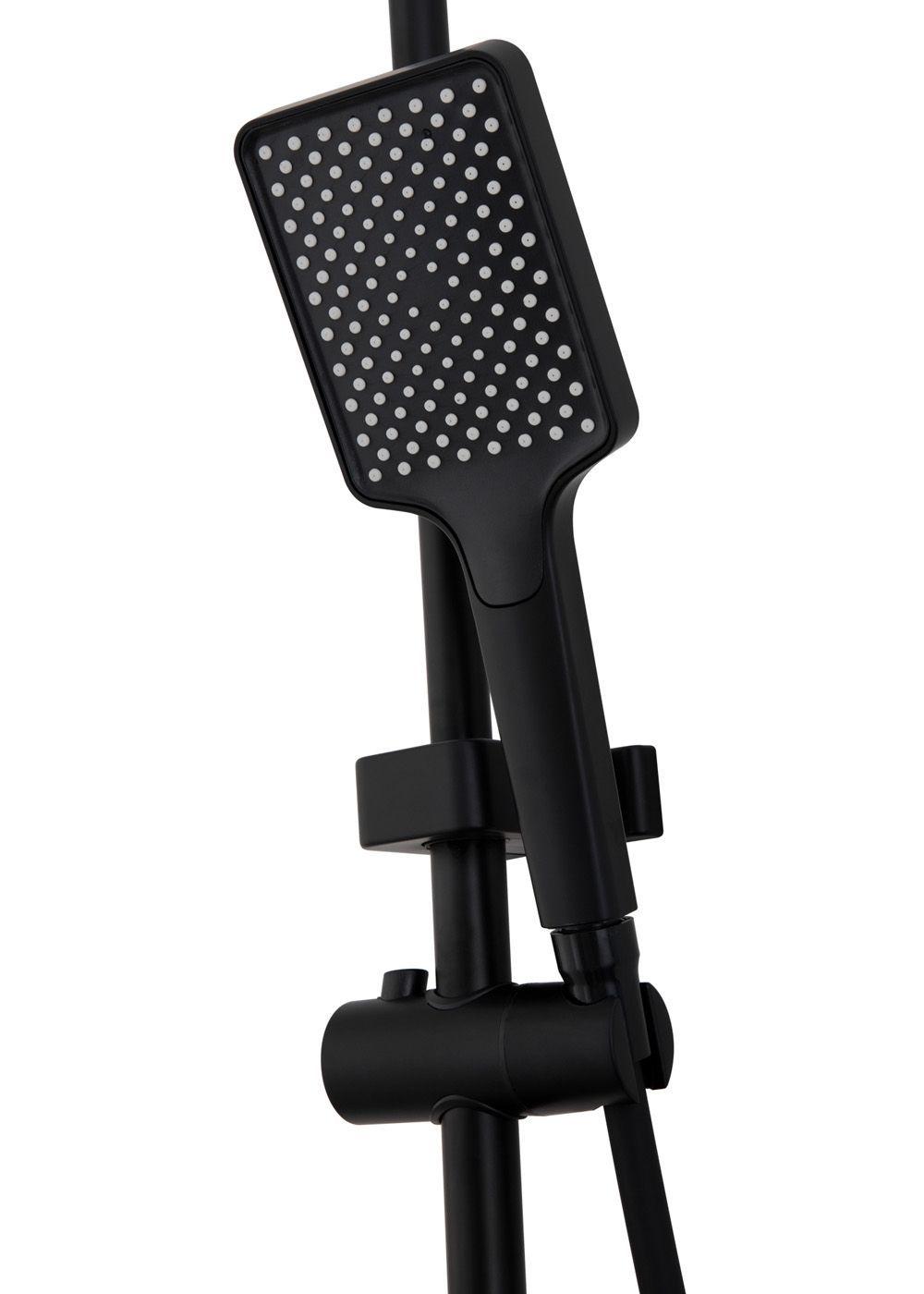 COLUMNA DUCHA TECLADO MONOMANDO 4 FUNCIONES PLATO RECTANGULAR NEGRA-5