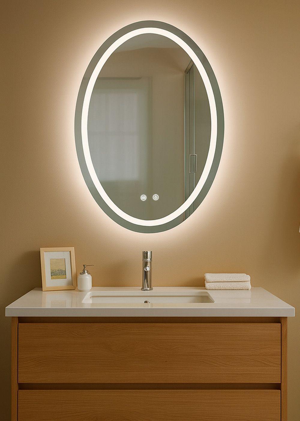 Espejo Ovalado Touch con Luz Led 3 colores 60 x 80 cm-2