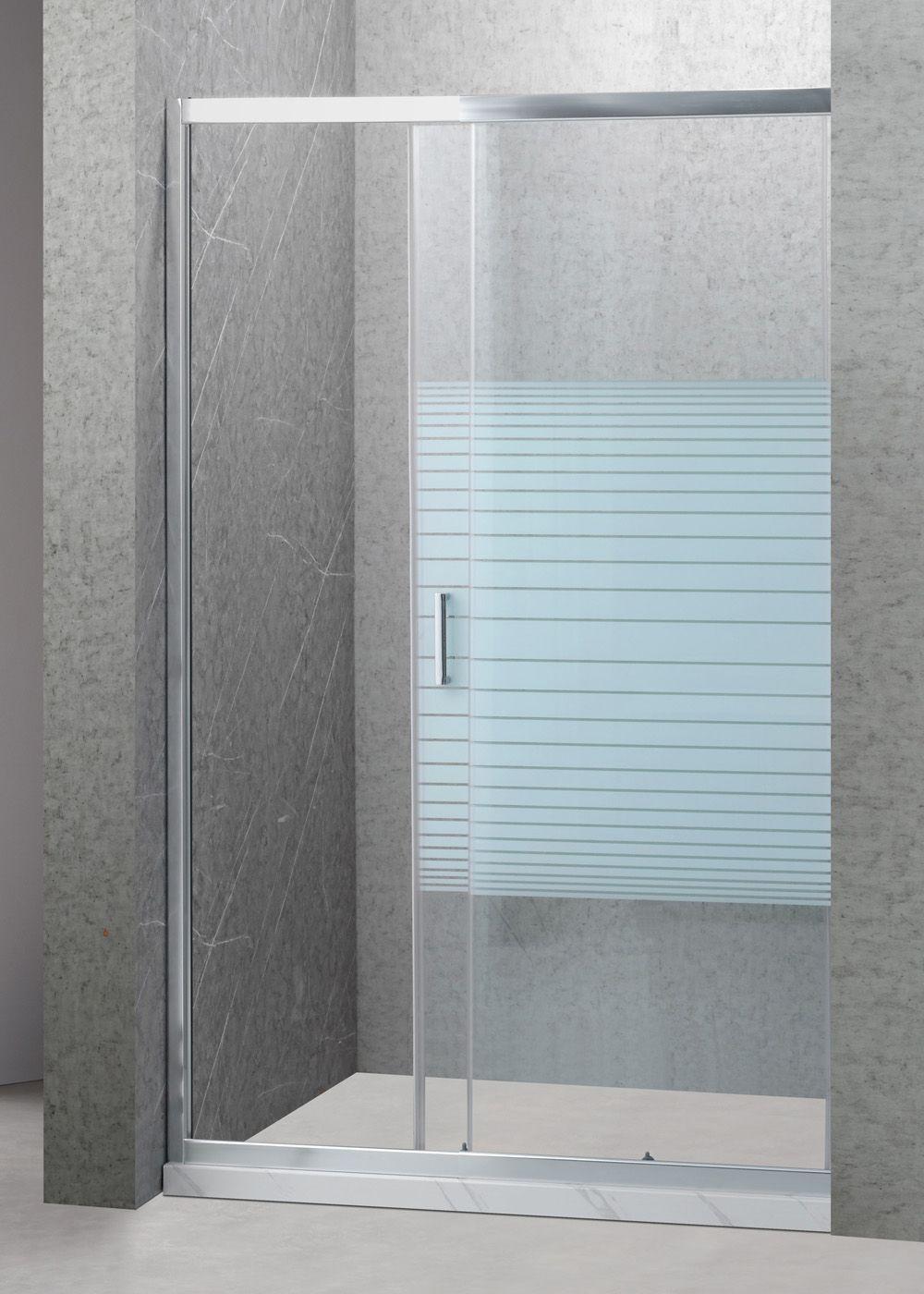 Mampara Ajustable de Ducha 120-140 cm Líneas blancas-2