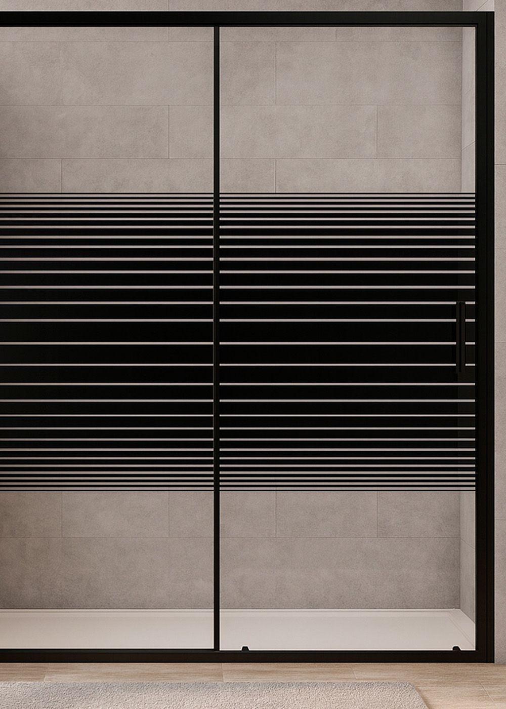 MAMPARA AJUSTABLE DE DUCHA STRAVA 160-180 LINEAS NEGRAS (2 HOJAS)-2