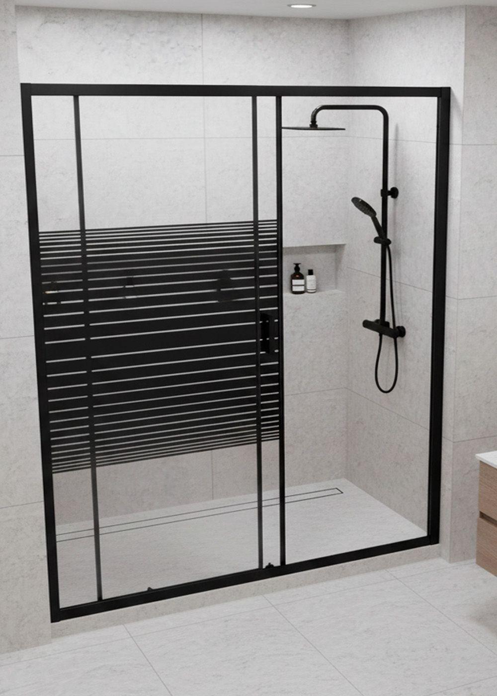 MAMPARA AJUSTABLE DE DUCHA STRAVA 160-180 LINEAS NEGRAS (2 HOJAS)-4