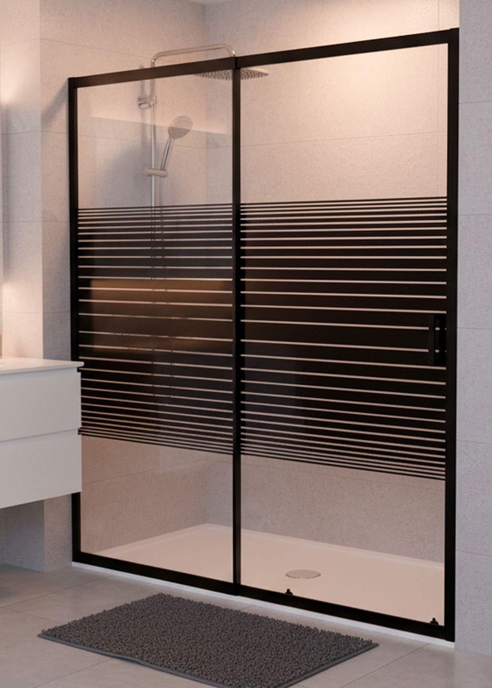 MAMPARA AJUSTABLE DE DUCHA STRAVA 160-180 LINEAS NEGRAS (2 HOJAS)-6