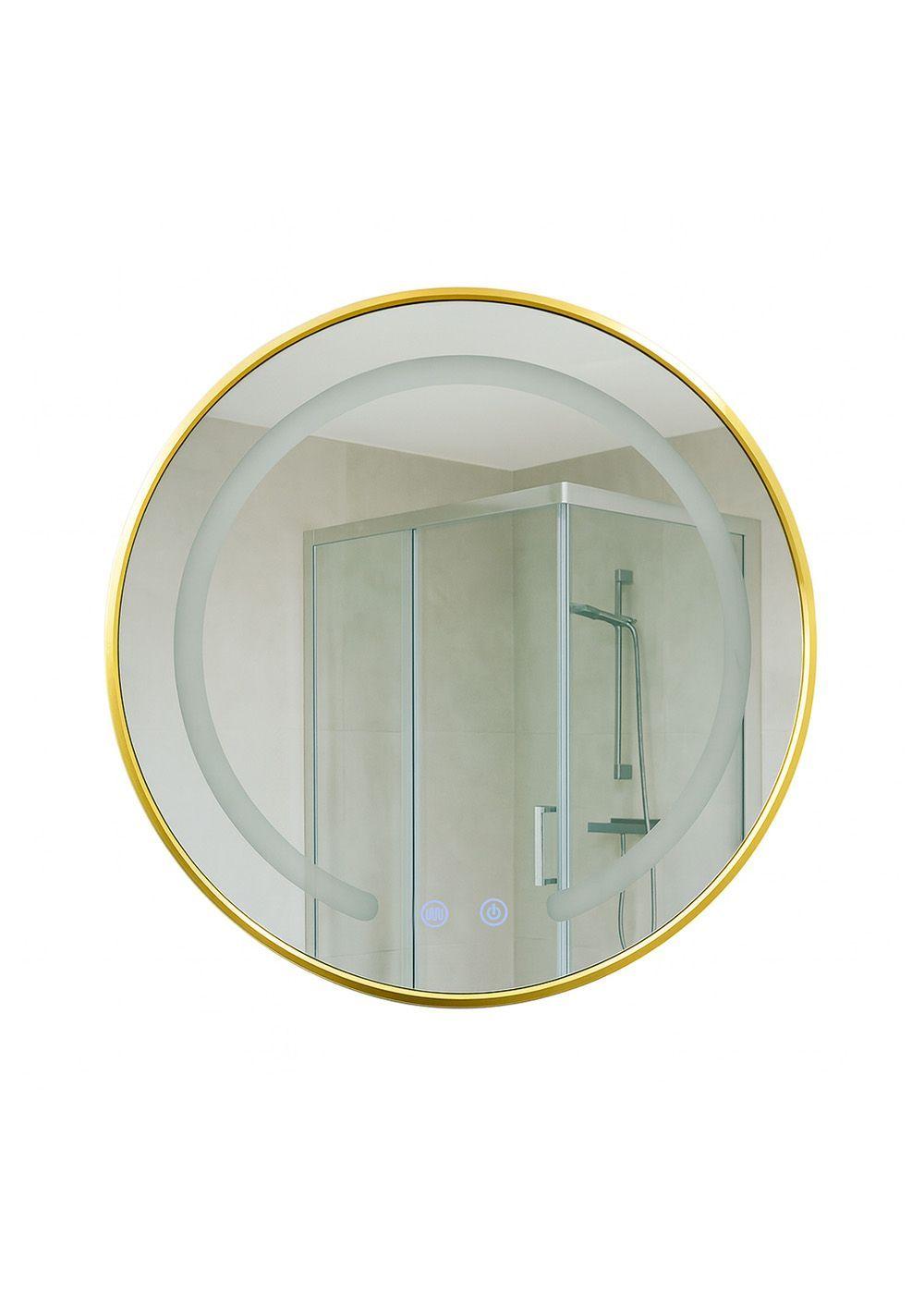 Espejo Redondo Marco Dorado Touch con Luz Led 3 colores 50 cm-2