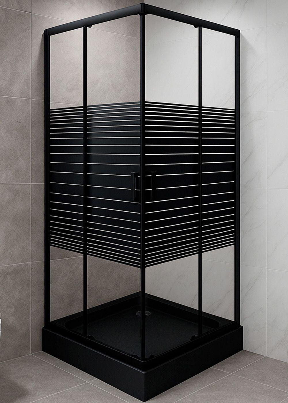 SHOWER DOOR JOYTEK RECTO STRAVA NEGRO 80X80X198 CM (INCLUYE RECEPTÁCULO)-2