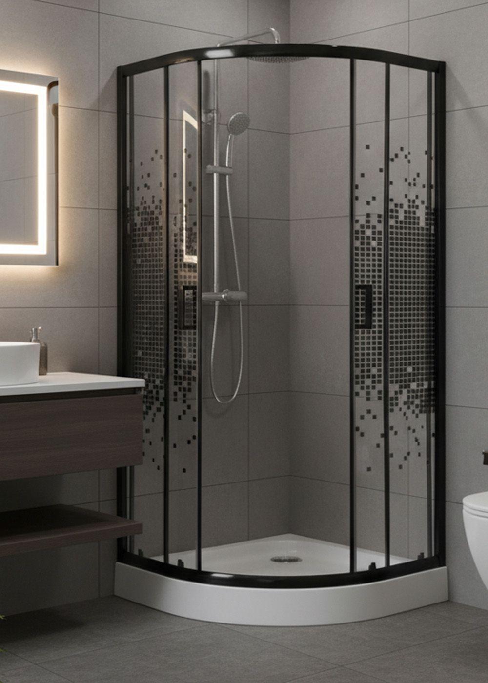 SHOWER DOOR JOYTEK CURVO MOSAIC BLACK 80X80X199 CM (INCLUYE RECEPTÁCULO) -4