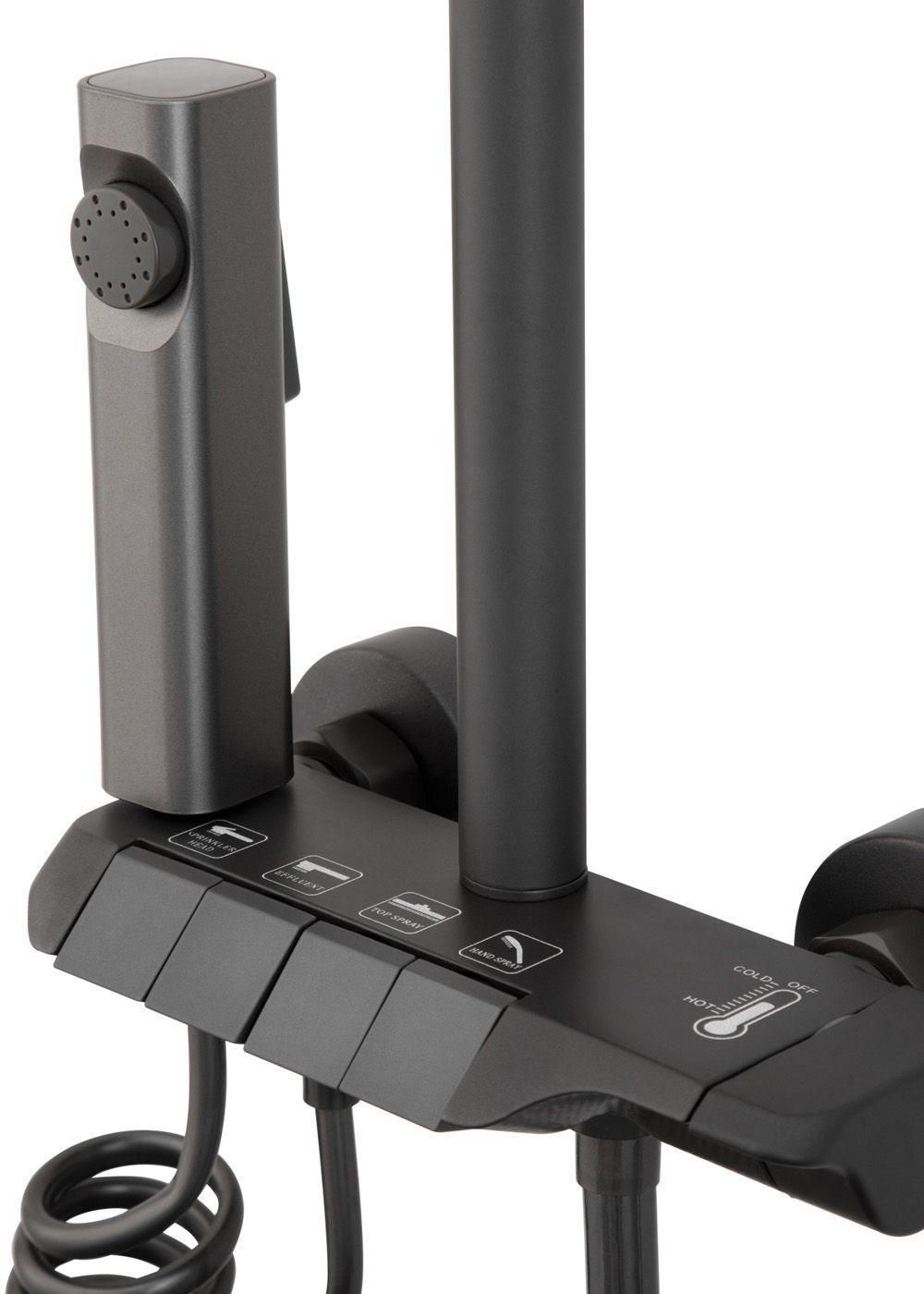 COLUMNA DUCHA TECLADO MONOMANDO 4 FUNCIONES PLATO REDONDO GRIS GRAFITO-5