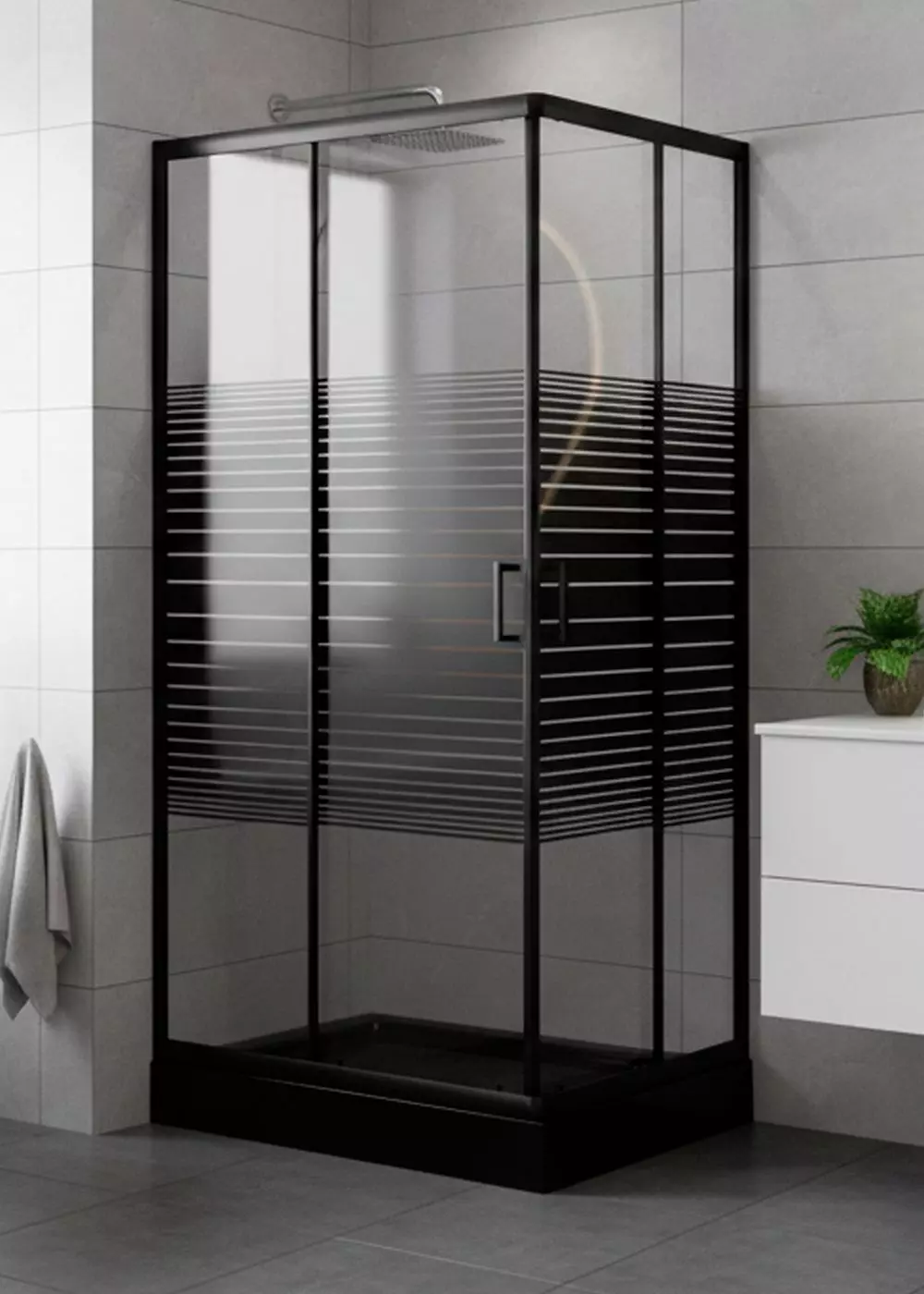SHOWER DOOR 110X70 RECTANGULAR STRAVA NEGRO-2