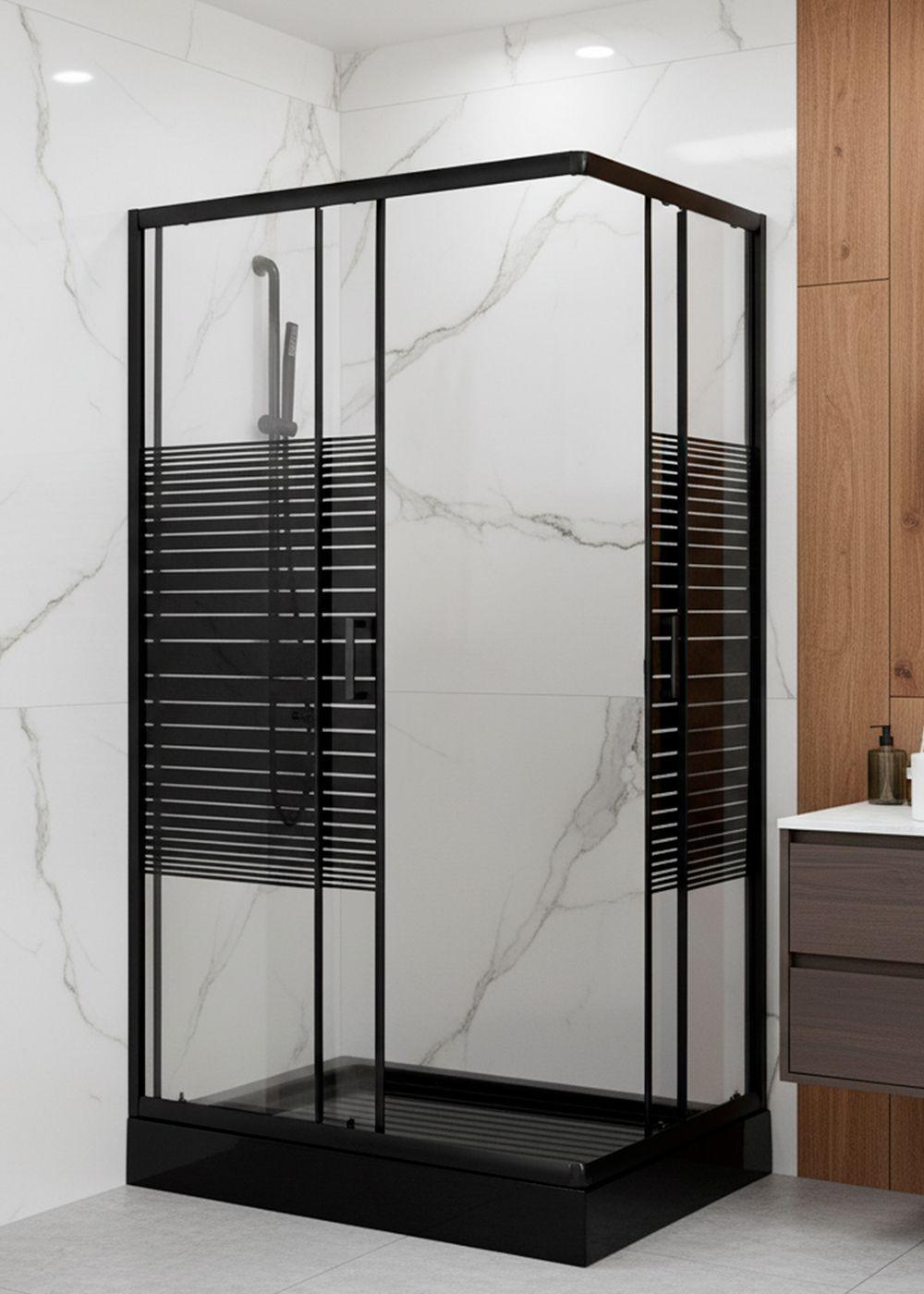 SHOWER DOOR 110X70 RECTANGULAR STRAVA NEGRO-5