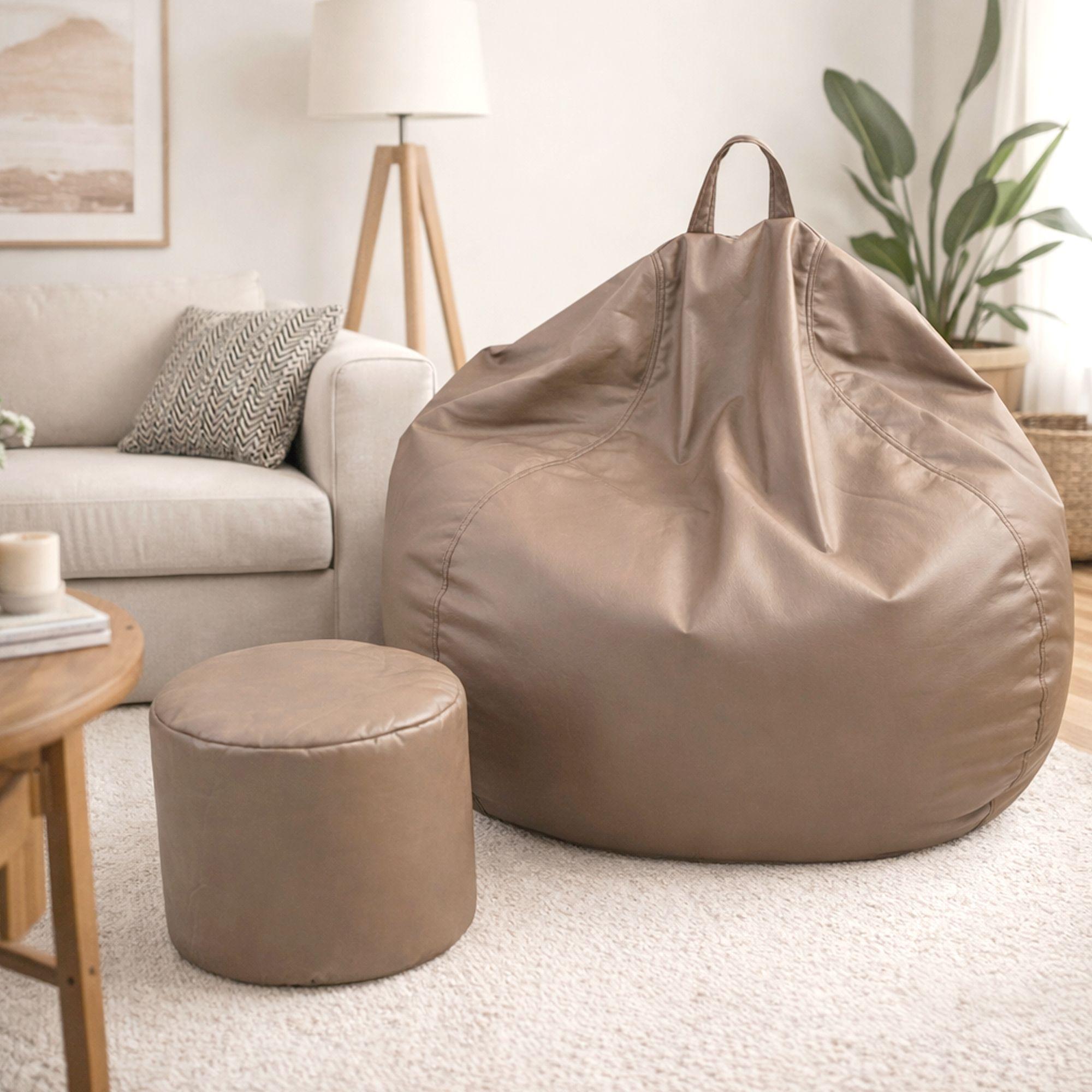 Puff Pera Eco Cuero talla XL Joytek Café 120x80cm-3