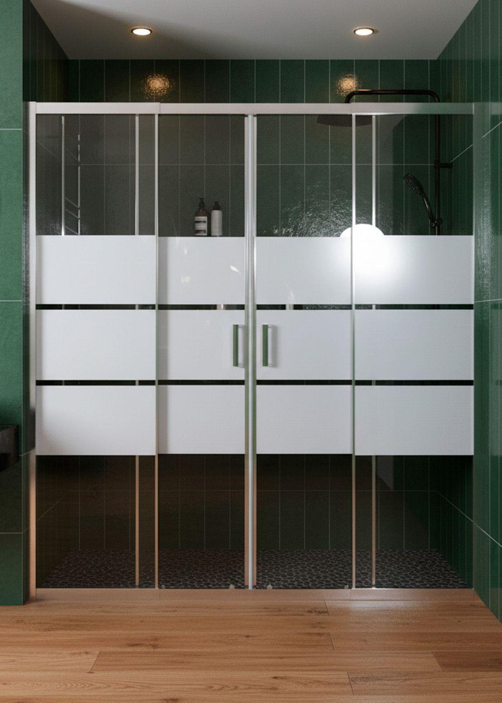 MAMPARA AJUSTABLE DE DUCHA STYLE 160-180 LINEAS BLANCAS (4 HOJAS)-2