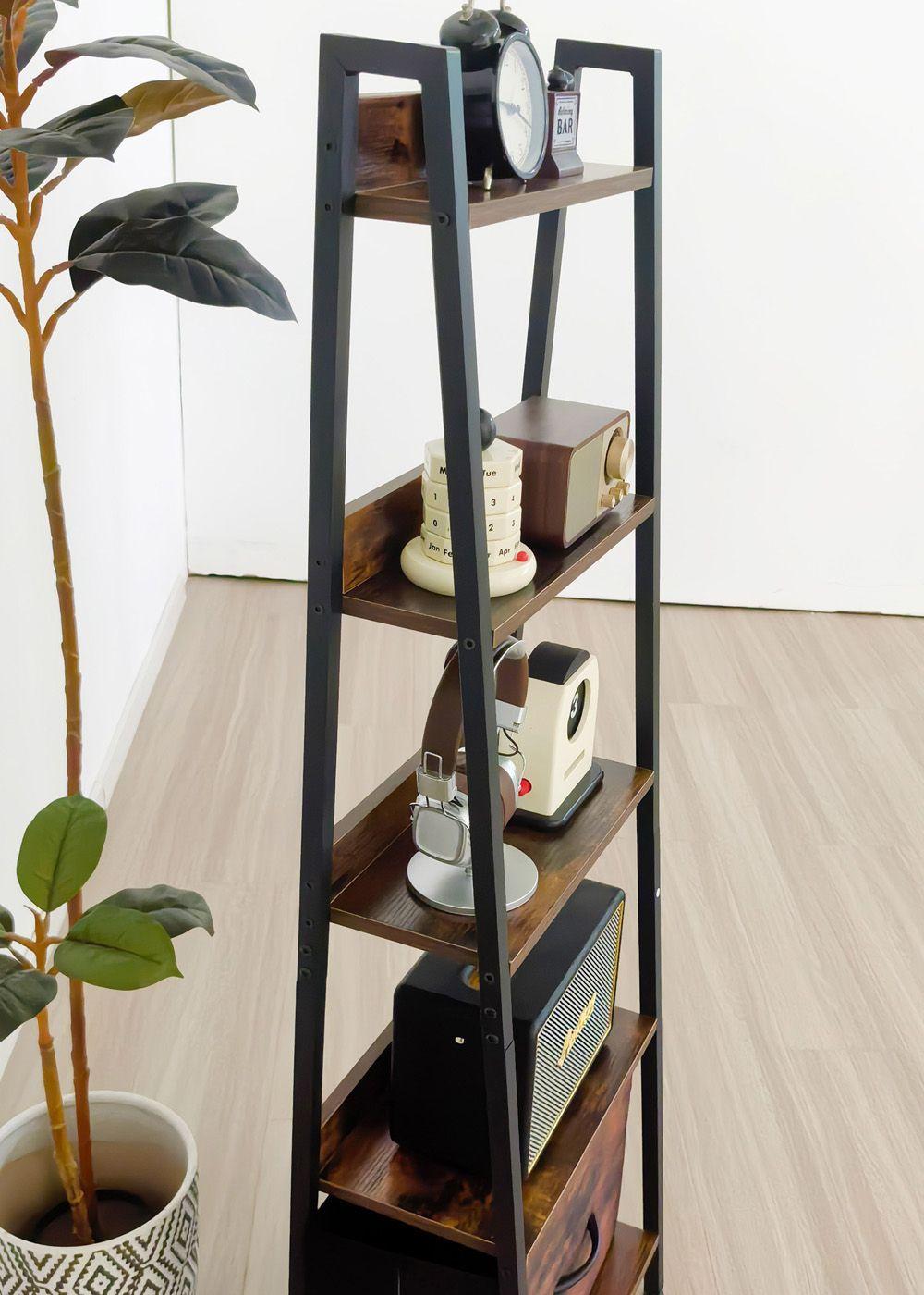 Estante Organizador Decorativo con Repisas y Cajón Inferior 141x42x29 cm-4