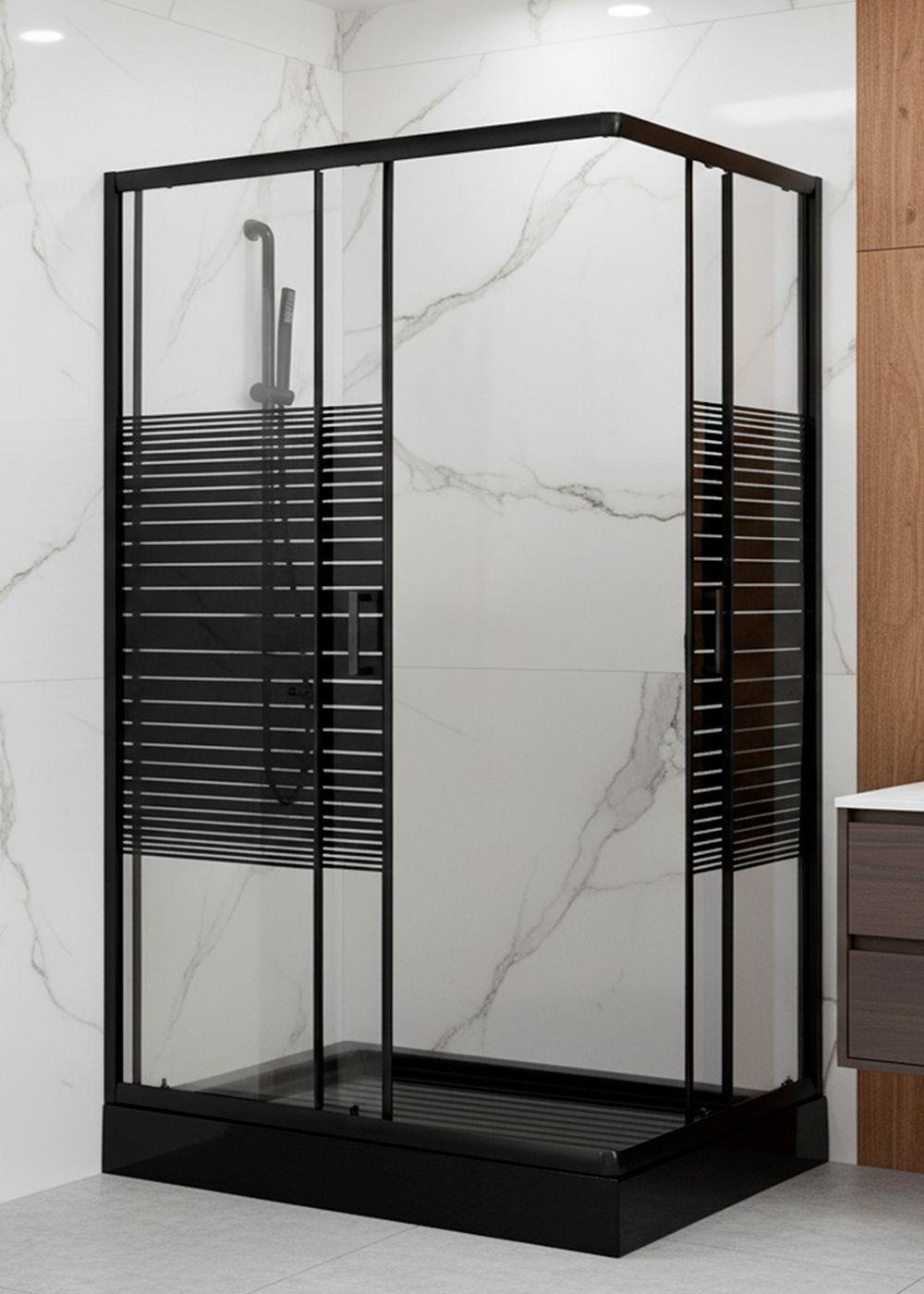 SHOWER DOOR 120X70 RECTANGULAR STRAVA NEGRO-4