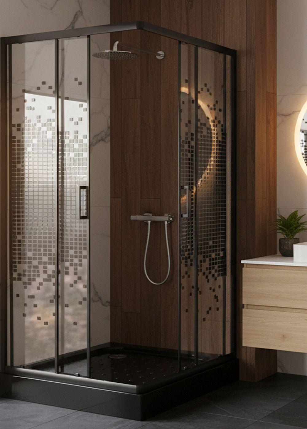 SHOWER DOOR JOYTEK RECTO MOSAIC BLACK 90X90199 CM (INCLUYE RECEPTÁCULO)-3