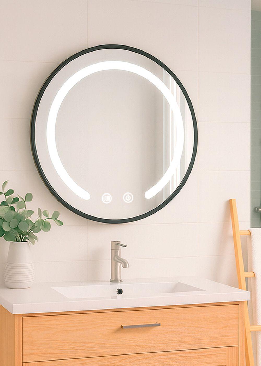 	
Espejo Redondo Marco Negro Touch con Luz Led 3 colores 50 cm-3