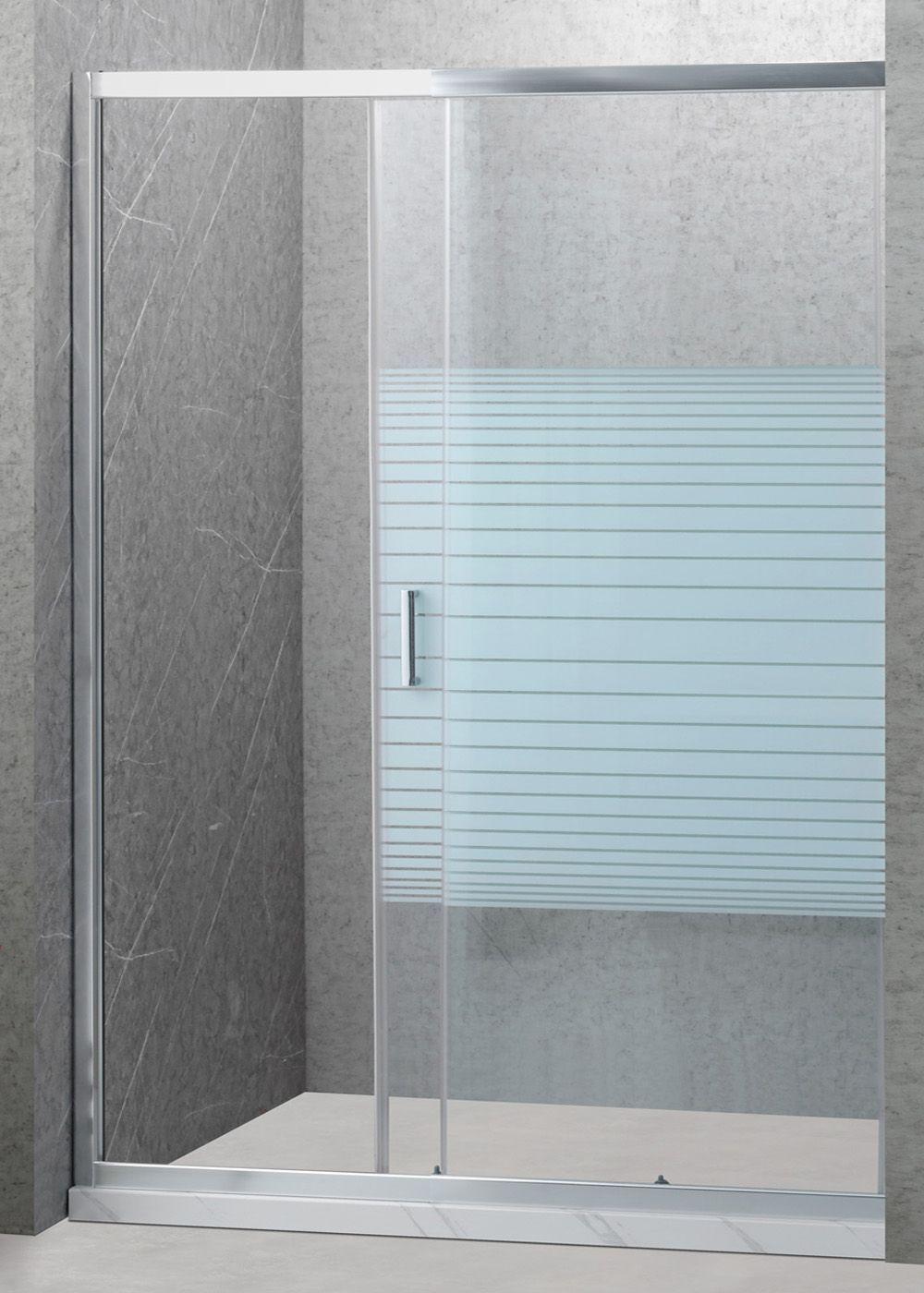 Mampara Ajustable de Ducha 140-160 cm Líneas blancas-2